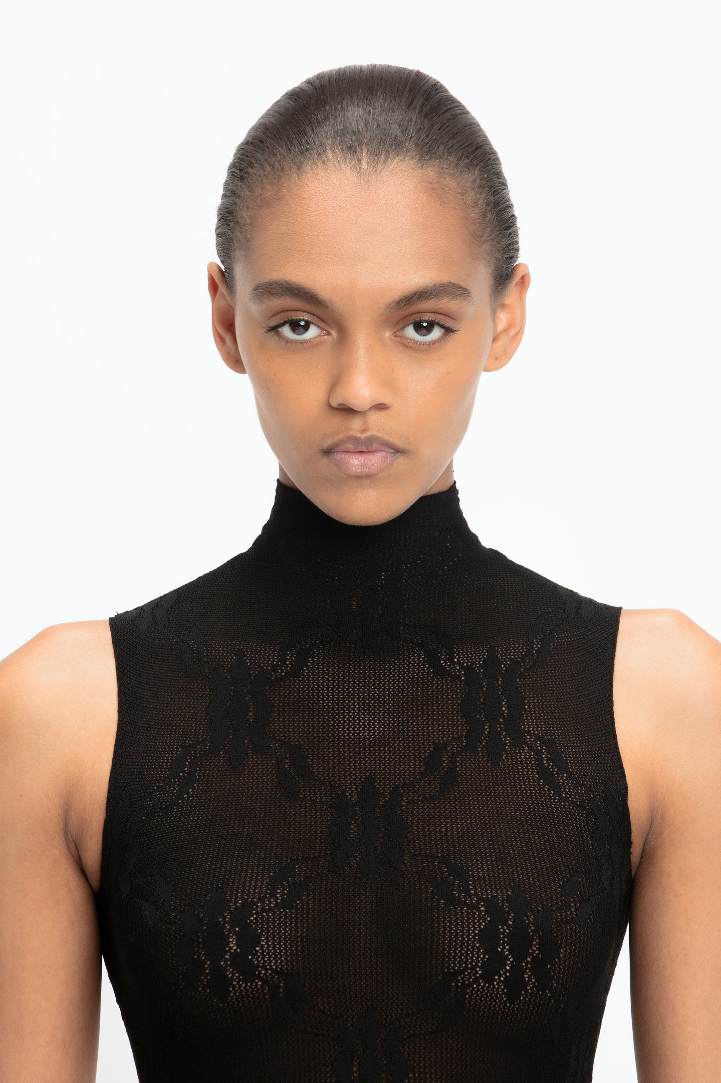 High Neck Bodysuit In Black