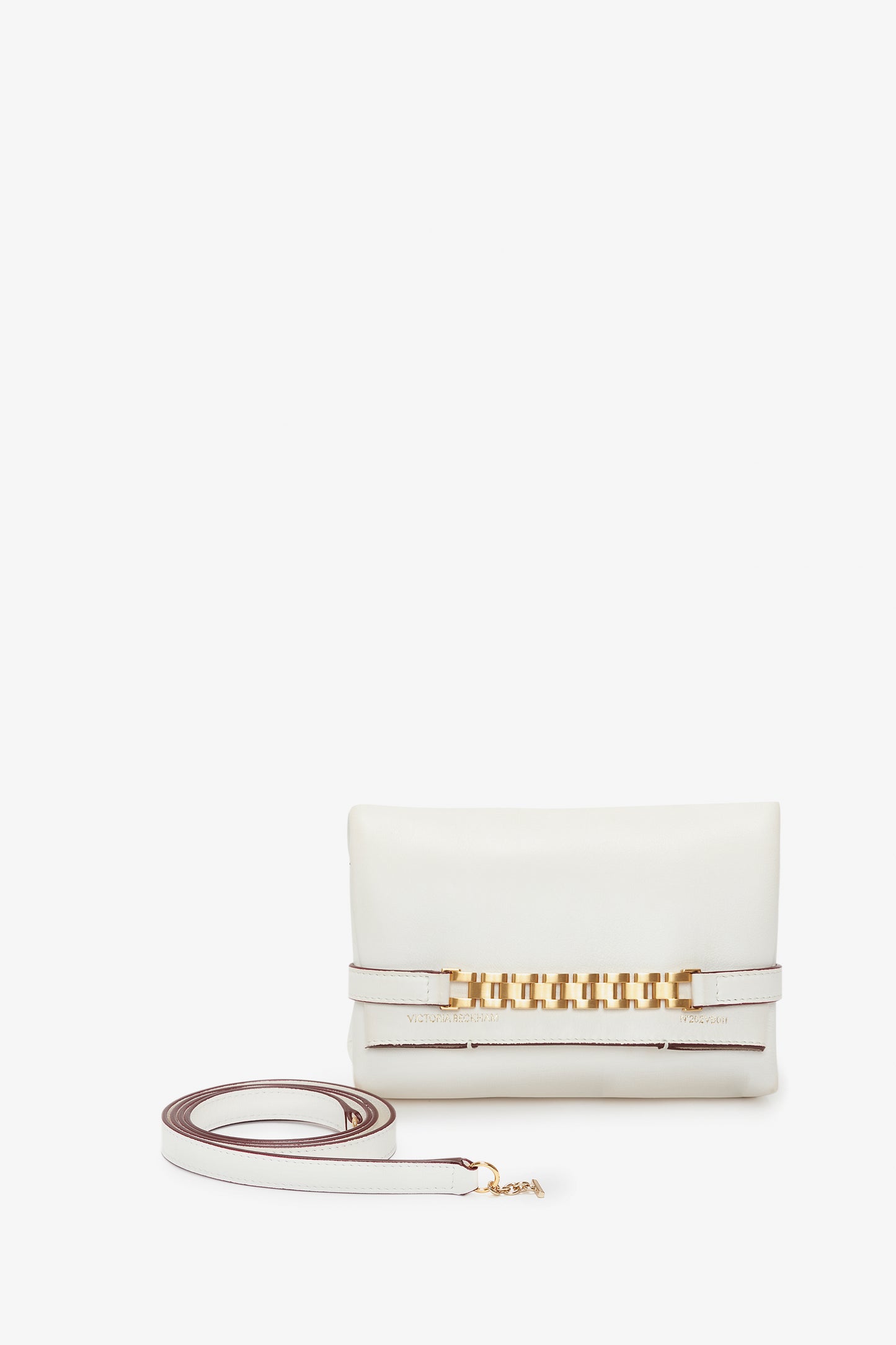Mini Chain Pouch Bag In White Leather