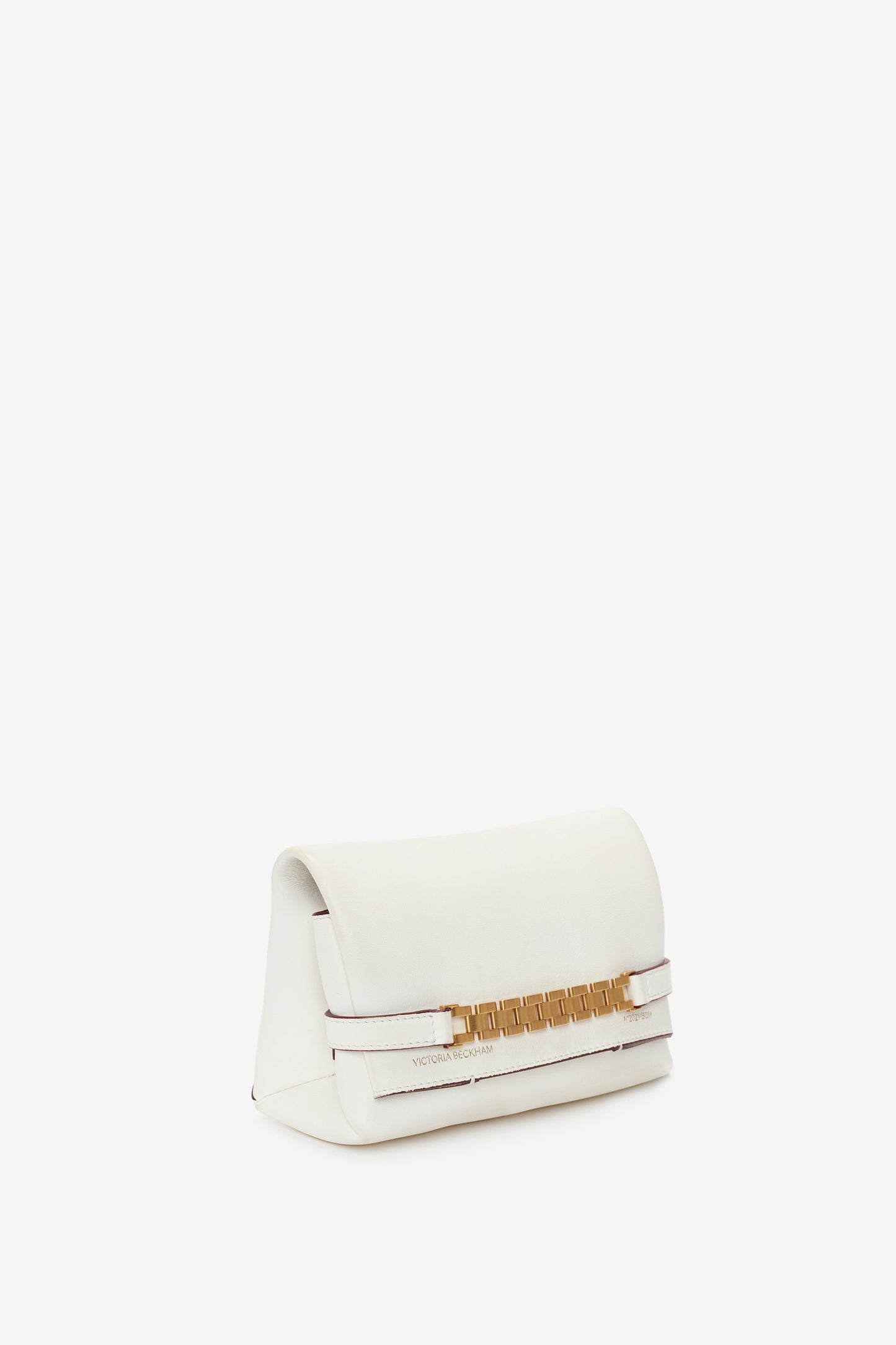 Mini Chain Pouch Bag In White Leather