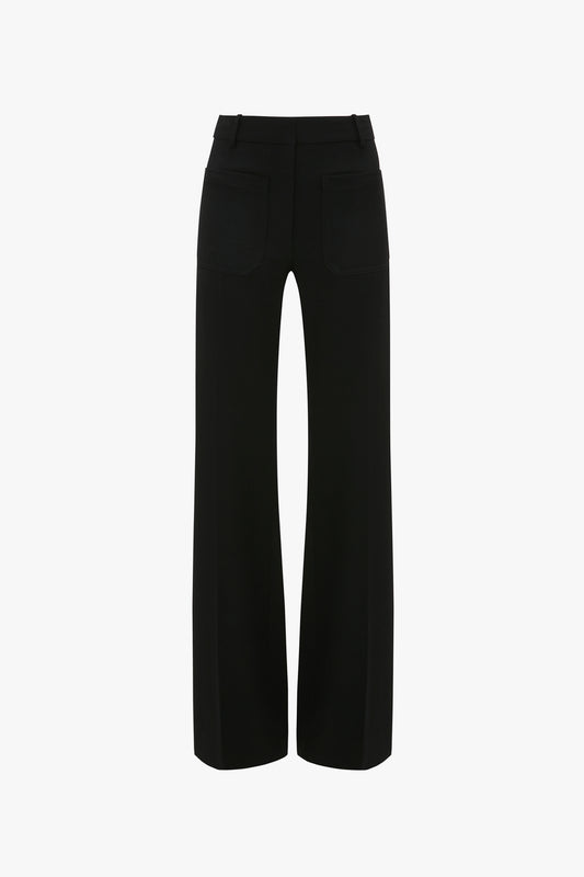 Alina Tailored Trouser In Black by Victoria Beckham with a high waist and back pockets, displayed on a white background.