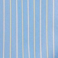 A blue fabric with evenly spaced thin yellow and white vertical stripes, perfect for a Victoria Beckham Cami Fit And Flare Midi In Steel Blue sundress.