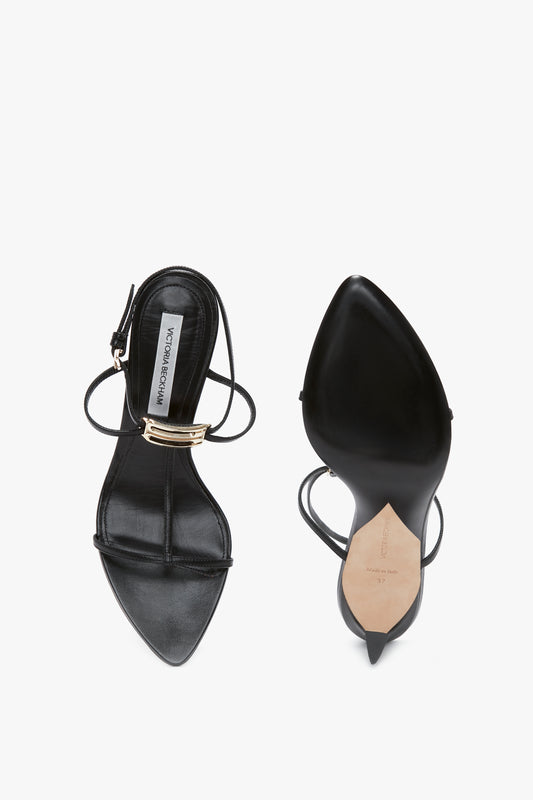 Frame Detail Sandal In Black Leather
