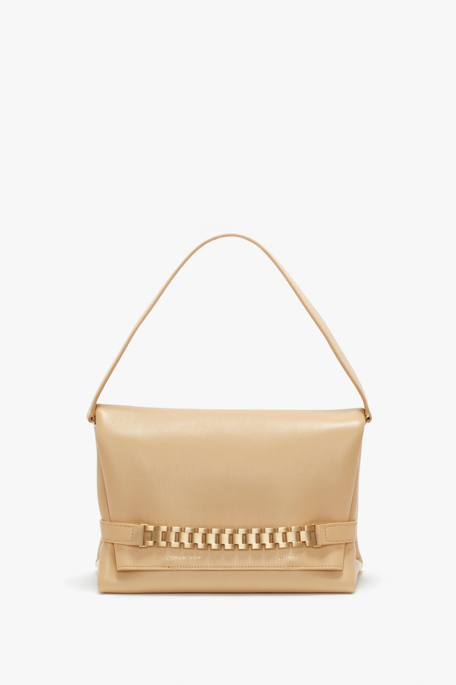 Puffy Chain Pouch In Sesame Leather