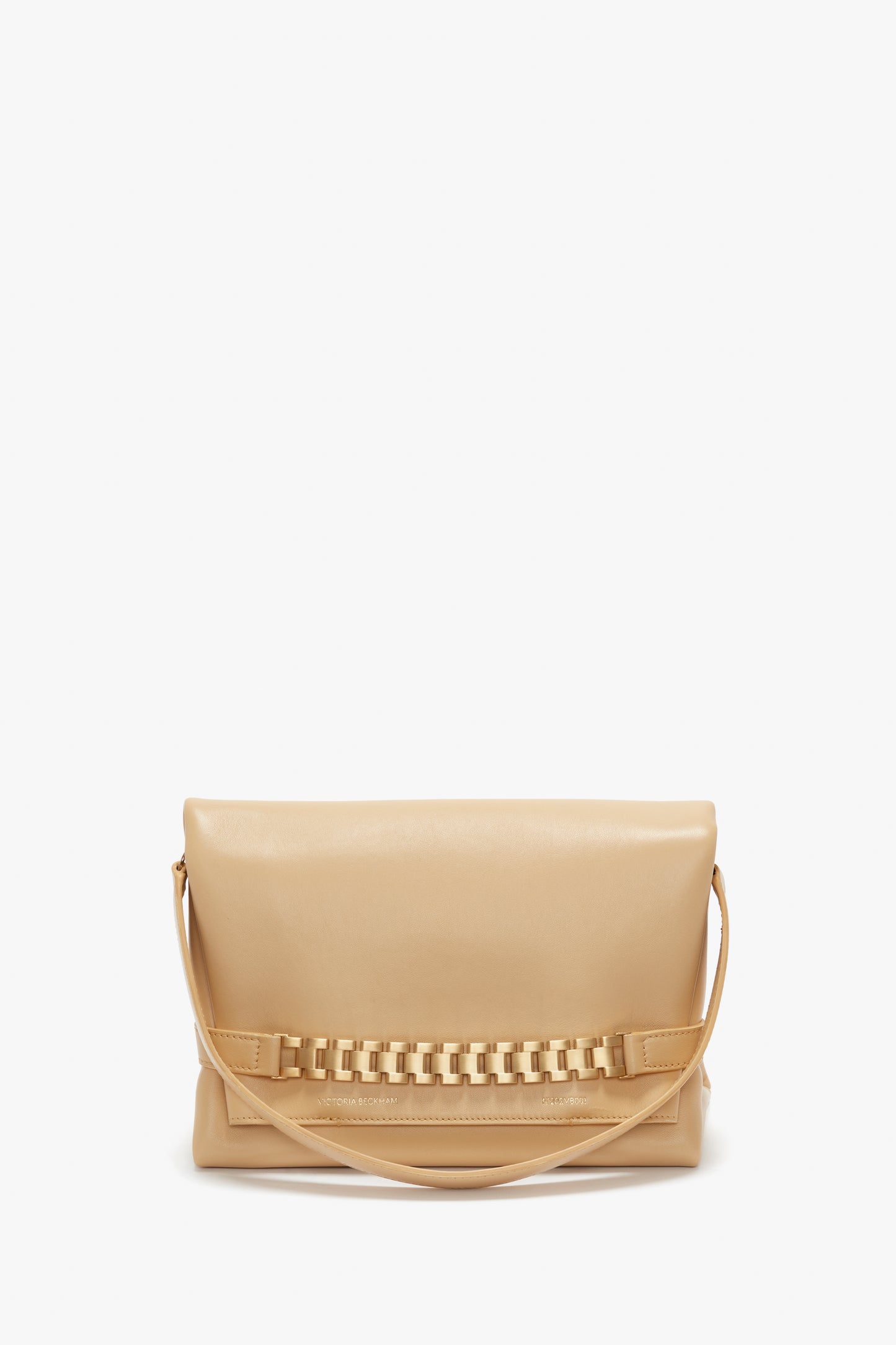 Puffy Chain Pouch In Sesame Leather
