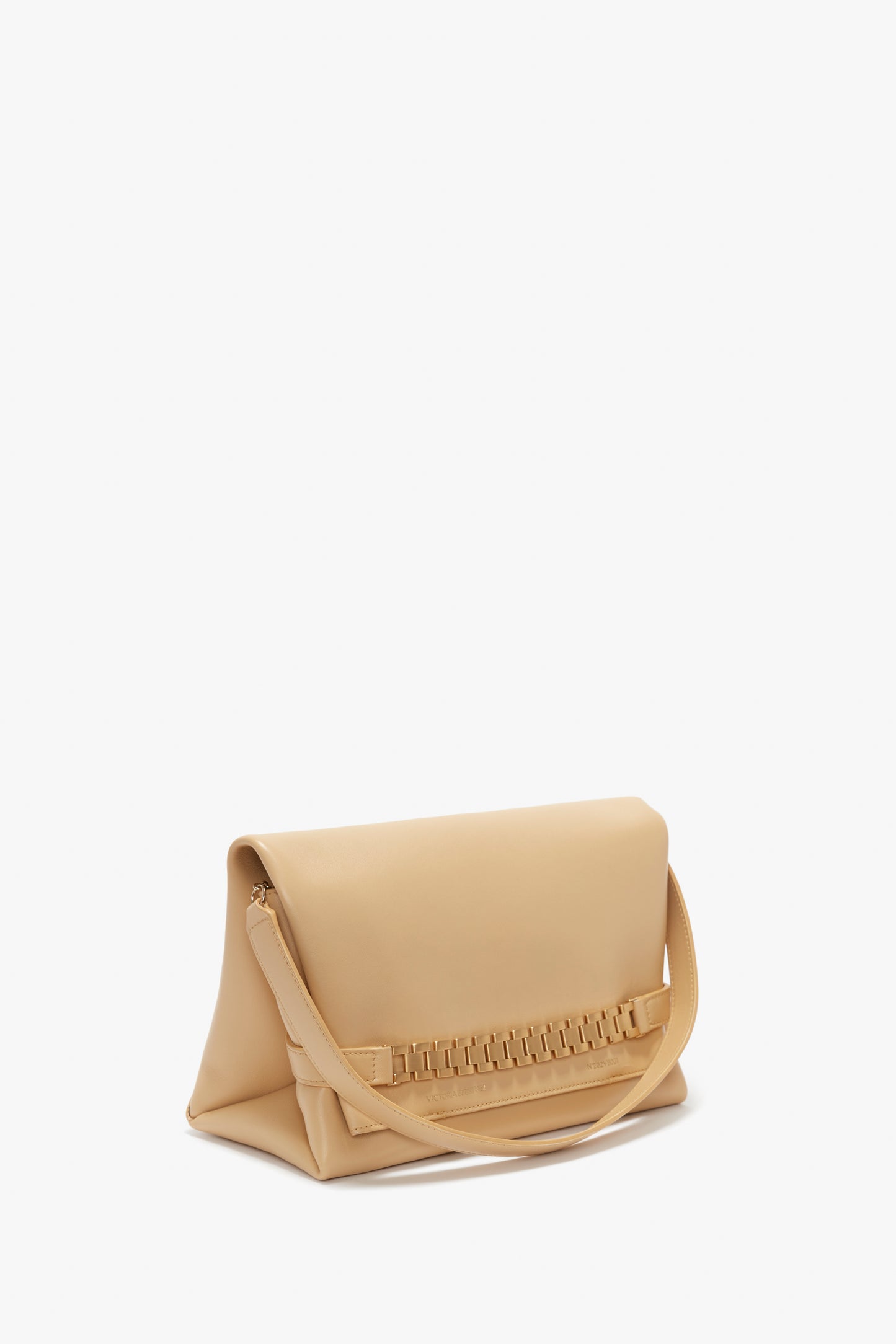 Puffy Chain Pouch In Sesame Leather