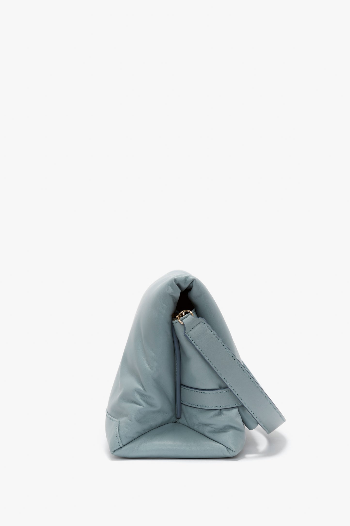 Puffy Chain Pouch With Strap In Ice Leather by Victoria Beckham, standing vertically on a white background.