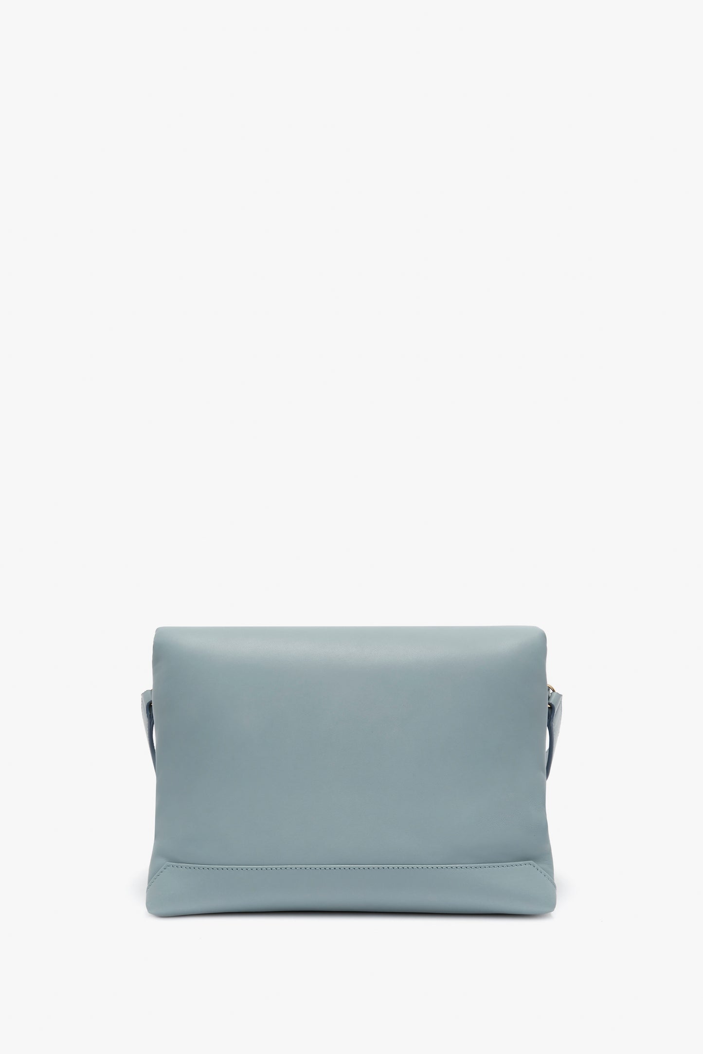A Puffy Chain Pouch With Strap In Ice Leather clutch bag by Victoria Beckham on a white background.