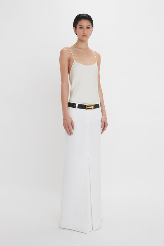 Exclusive Tailored Floor-Length Pleated Skirt In Ivory