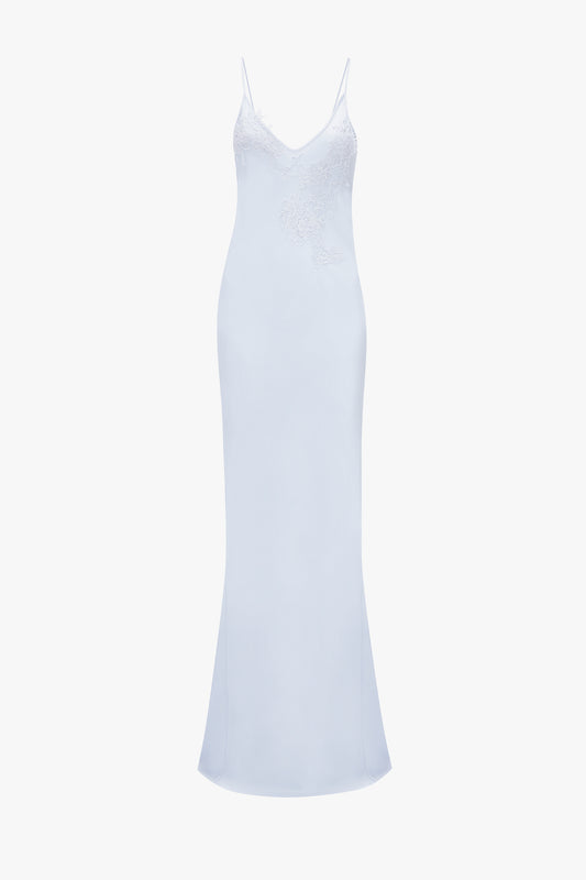 Exclusive Lace Detail Floor-Length Cami Dress In Ice