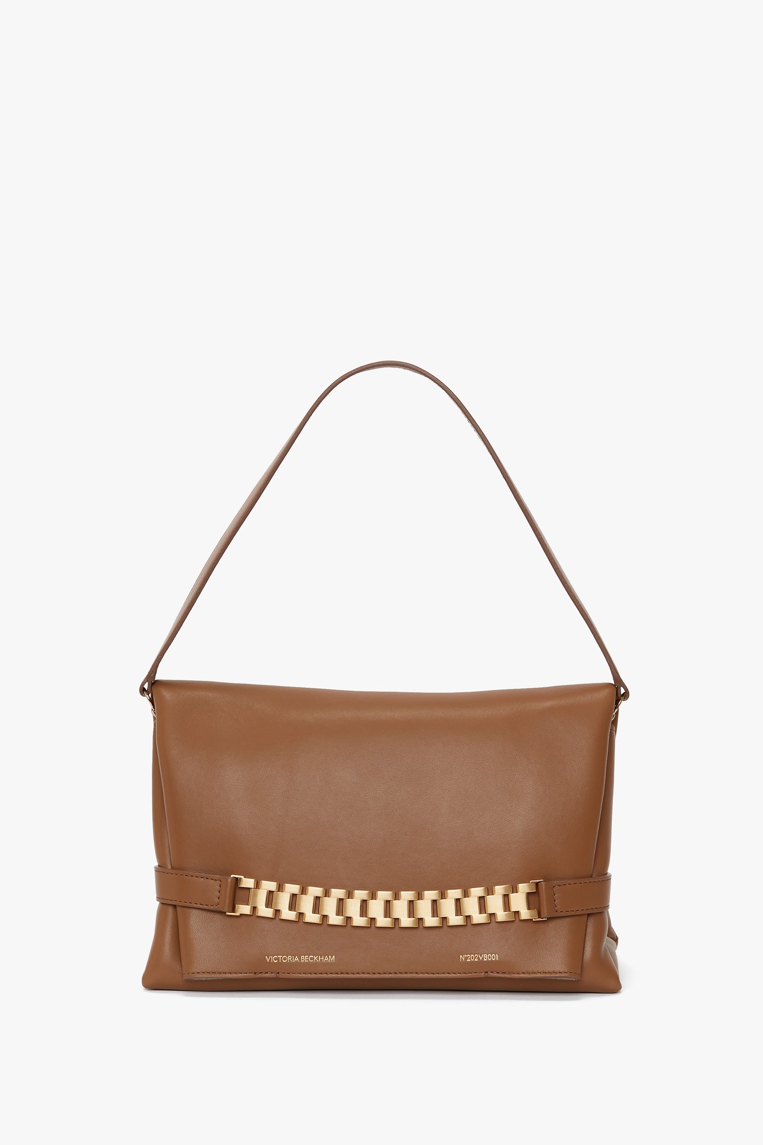 Chain Pouch Bag With Strap In Tobacco Leather