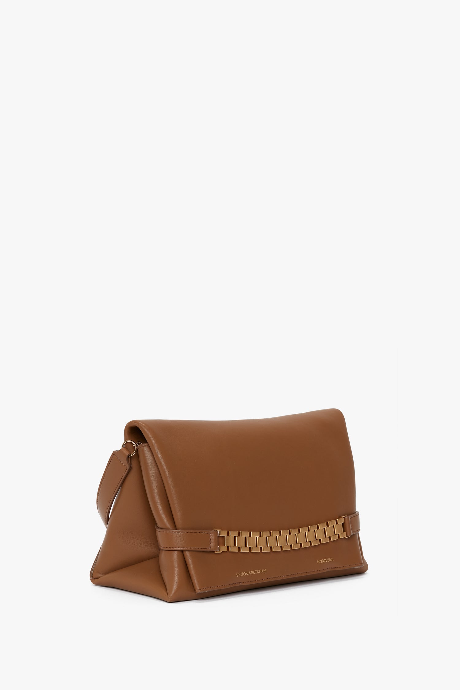 Chain Pouch Bag With Strap In Tobacco Leather