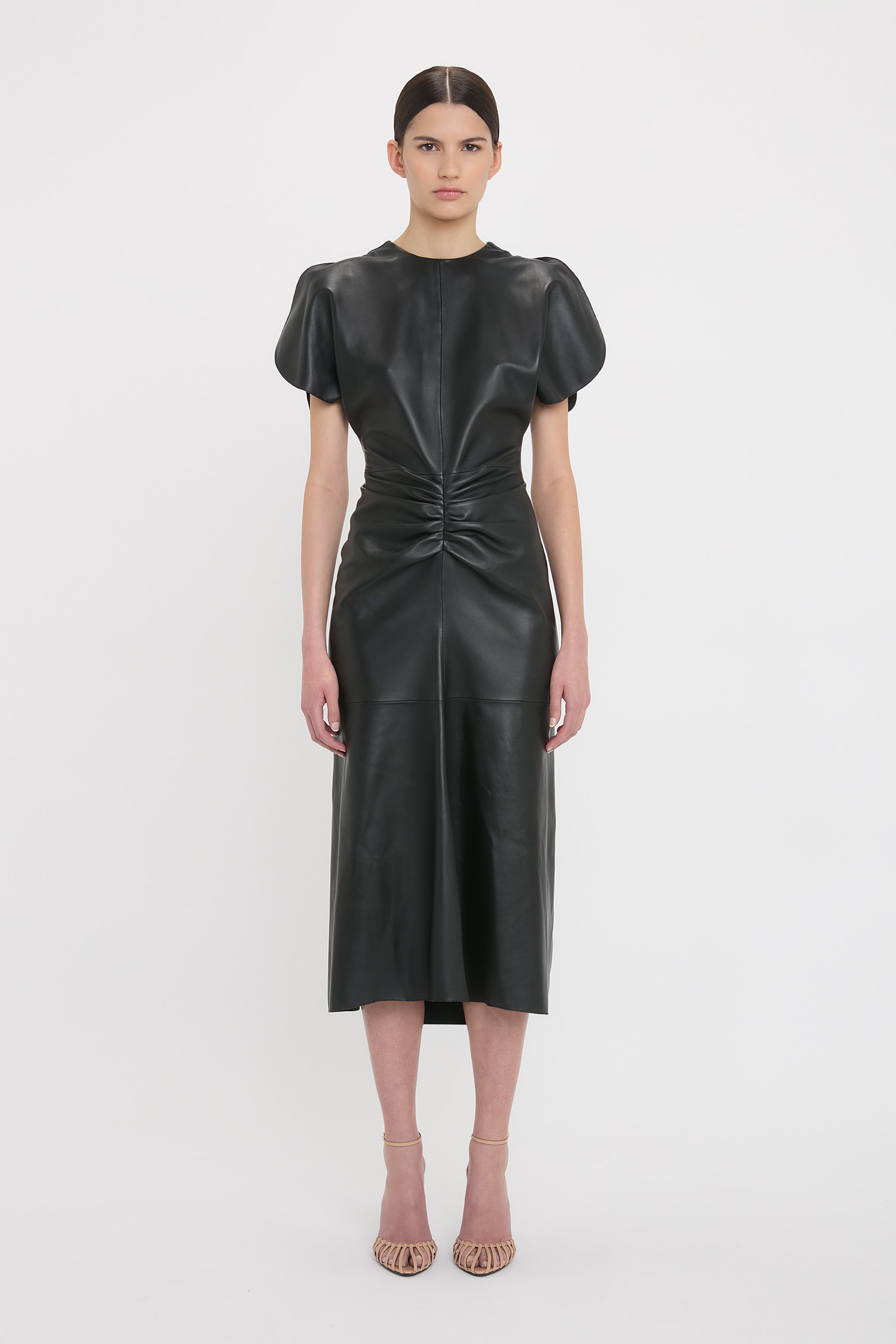 Leather Bela Midi Dress In Black – Victoria Beckham