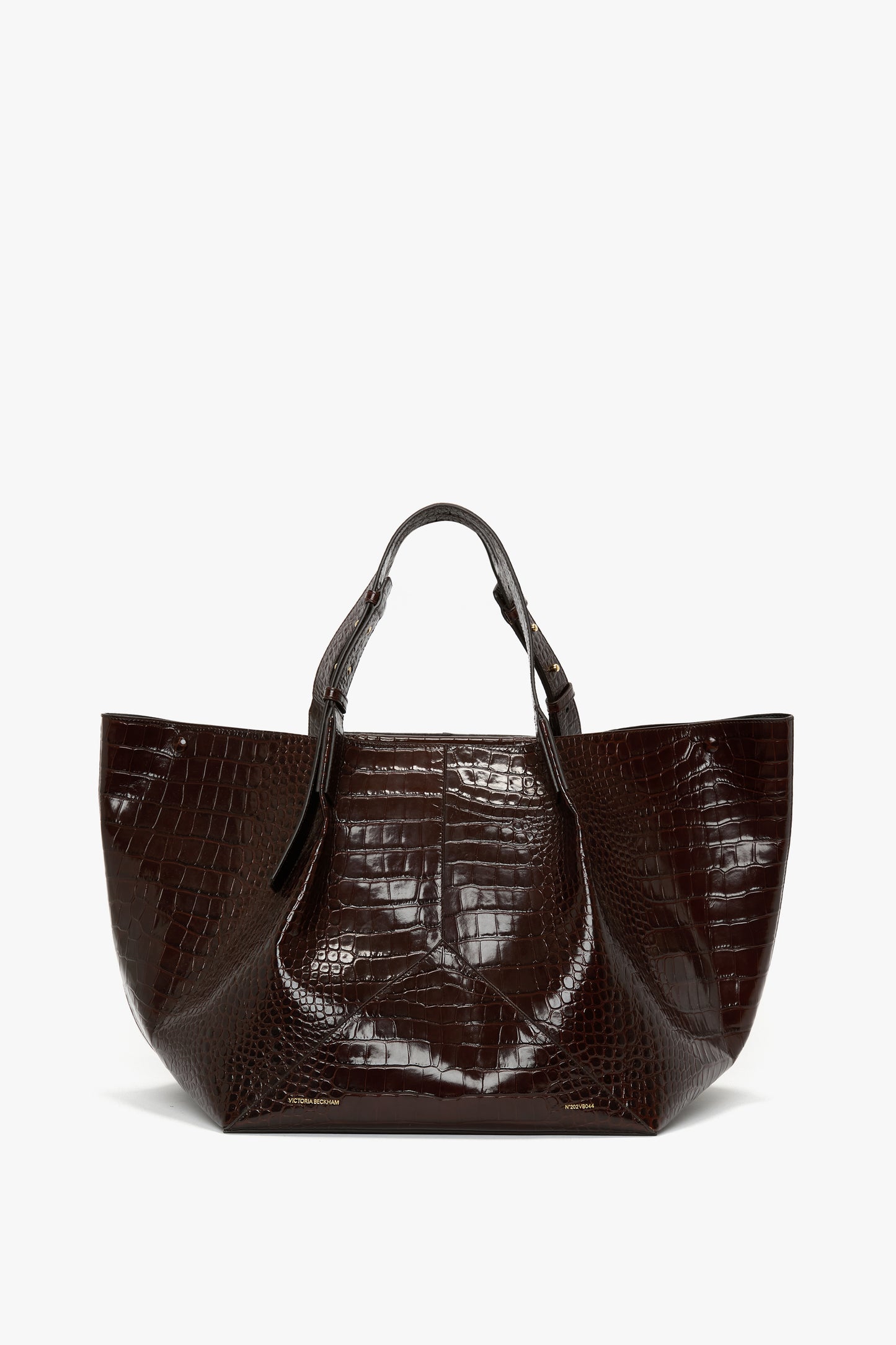 W11 Jumbo Tote In Dark Brown Embossed Leather