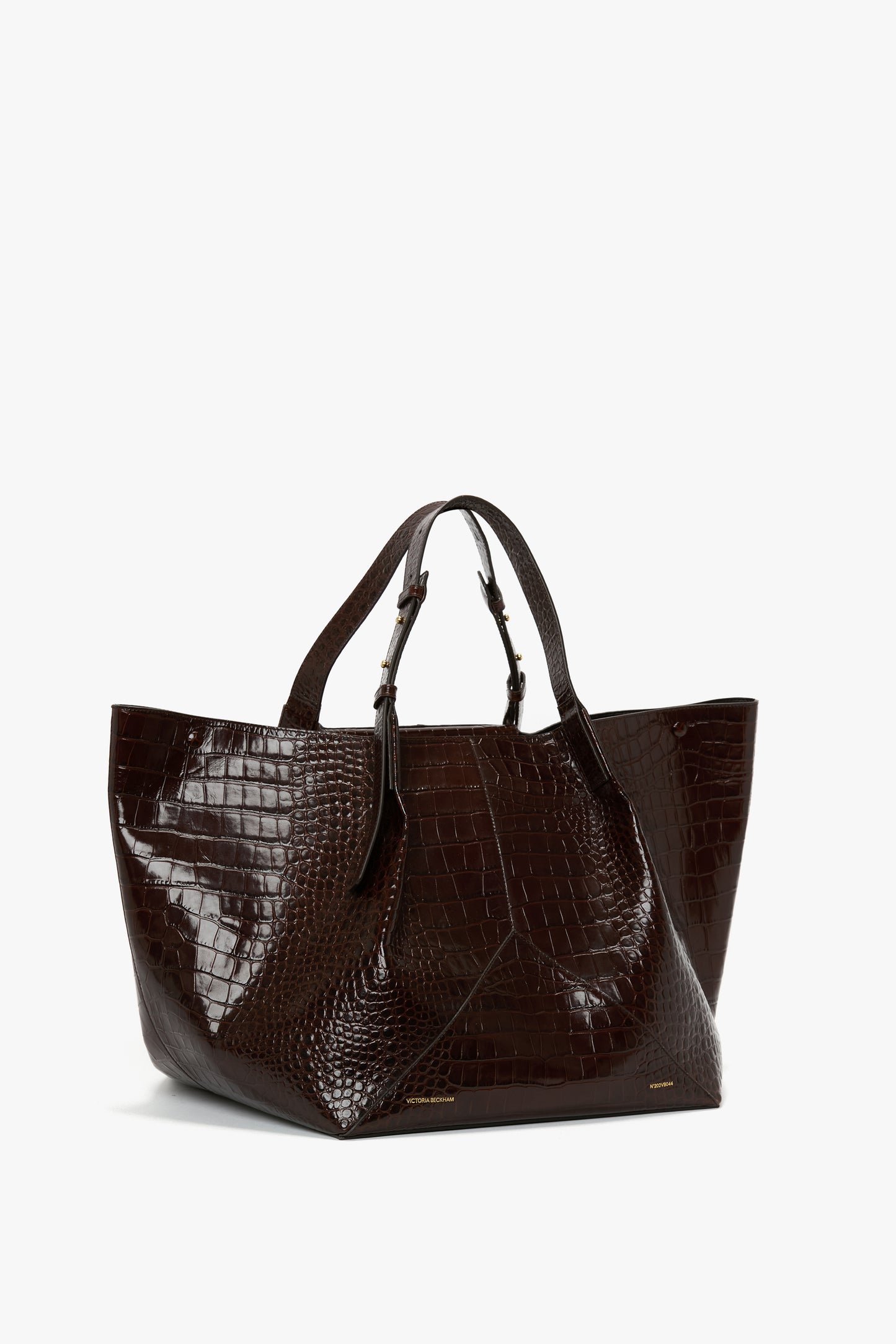 W11 Jumbo Tote In Dark Brown Embossed Leather