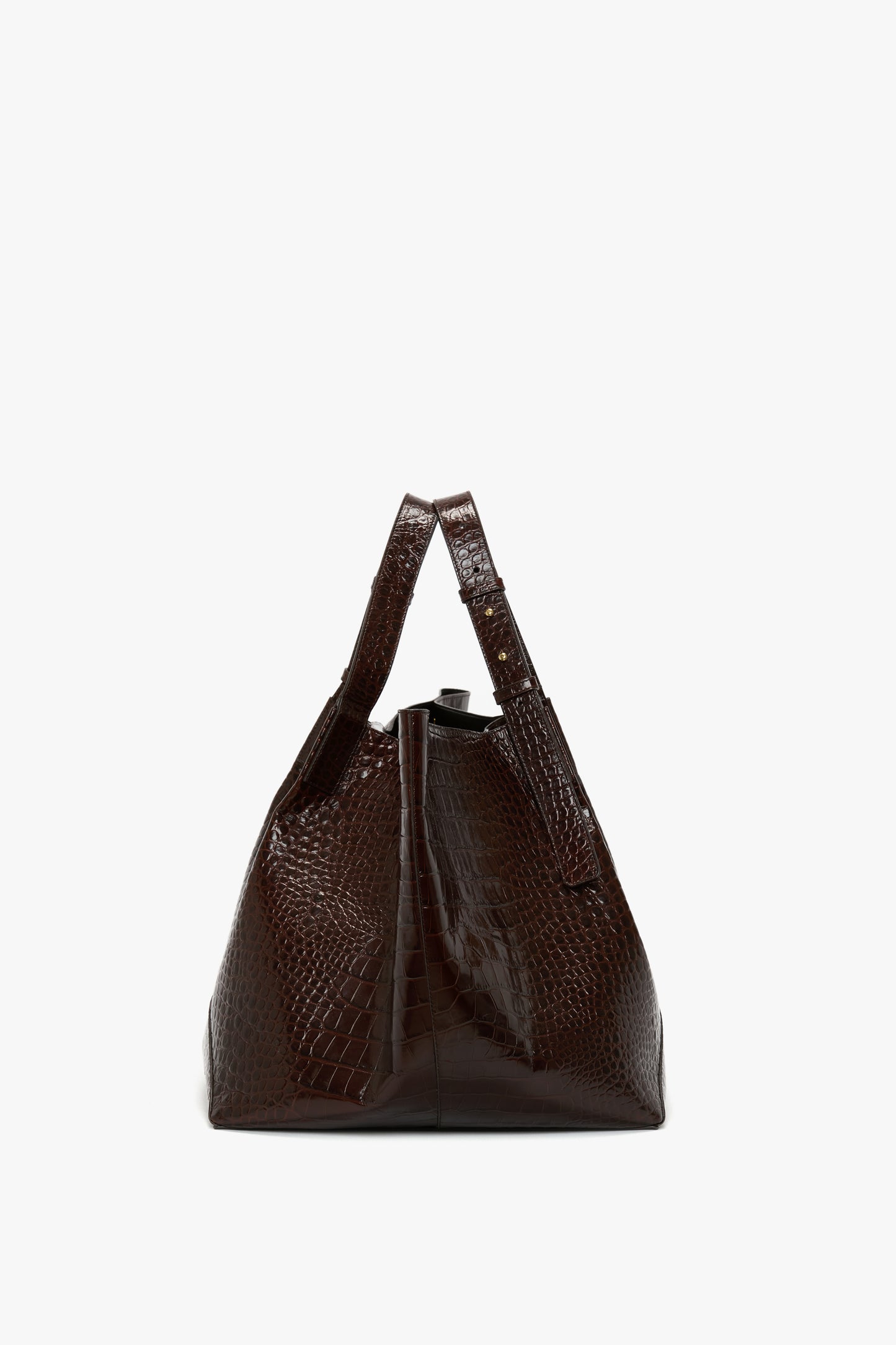 W11 Jumbo Tote In Dark Brown Embossed Leather