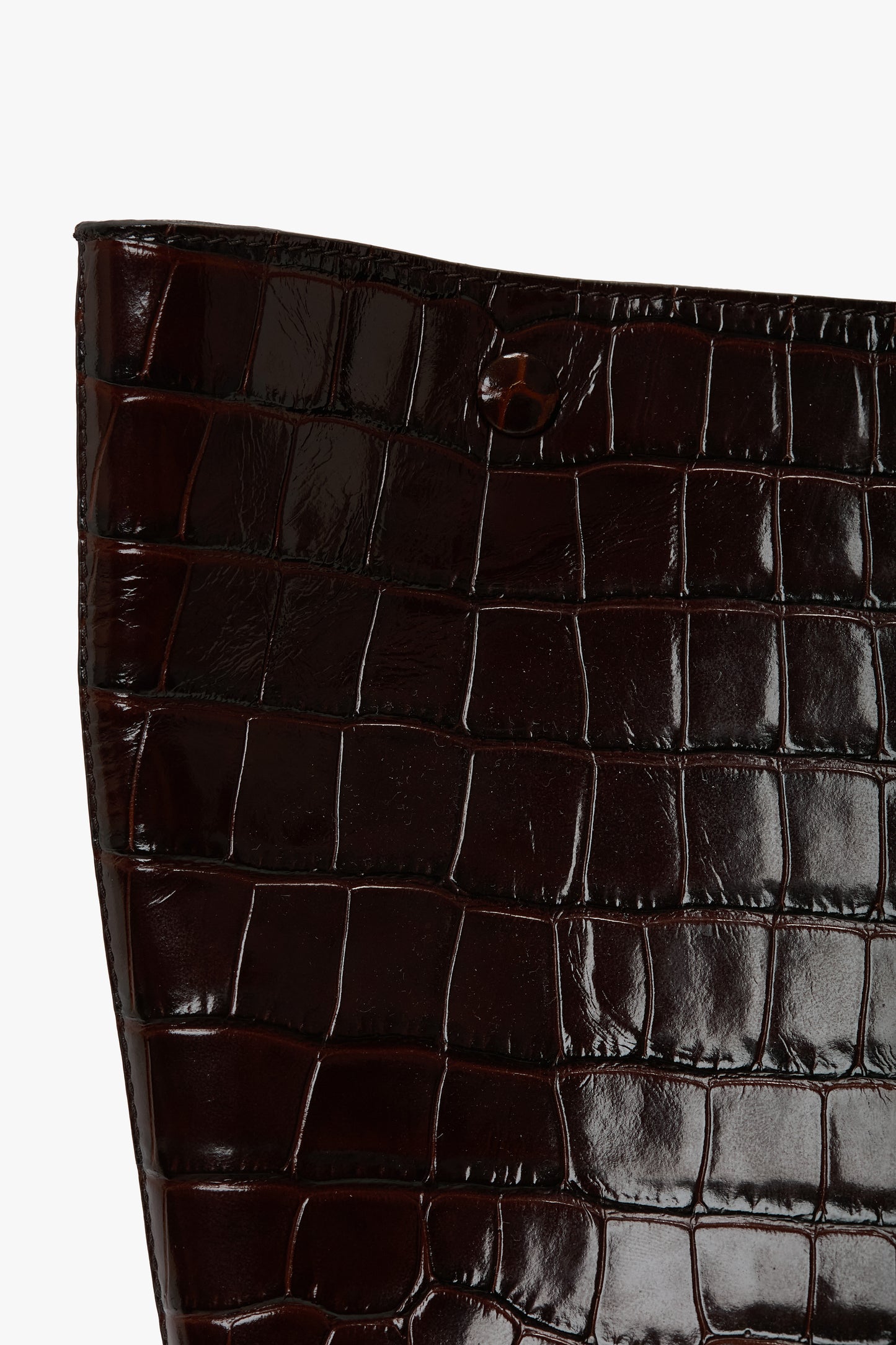 W11 Jumbo Tote In Dark Brown Embossed Leather