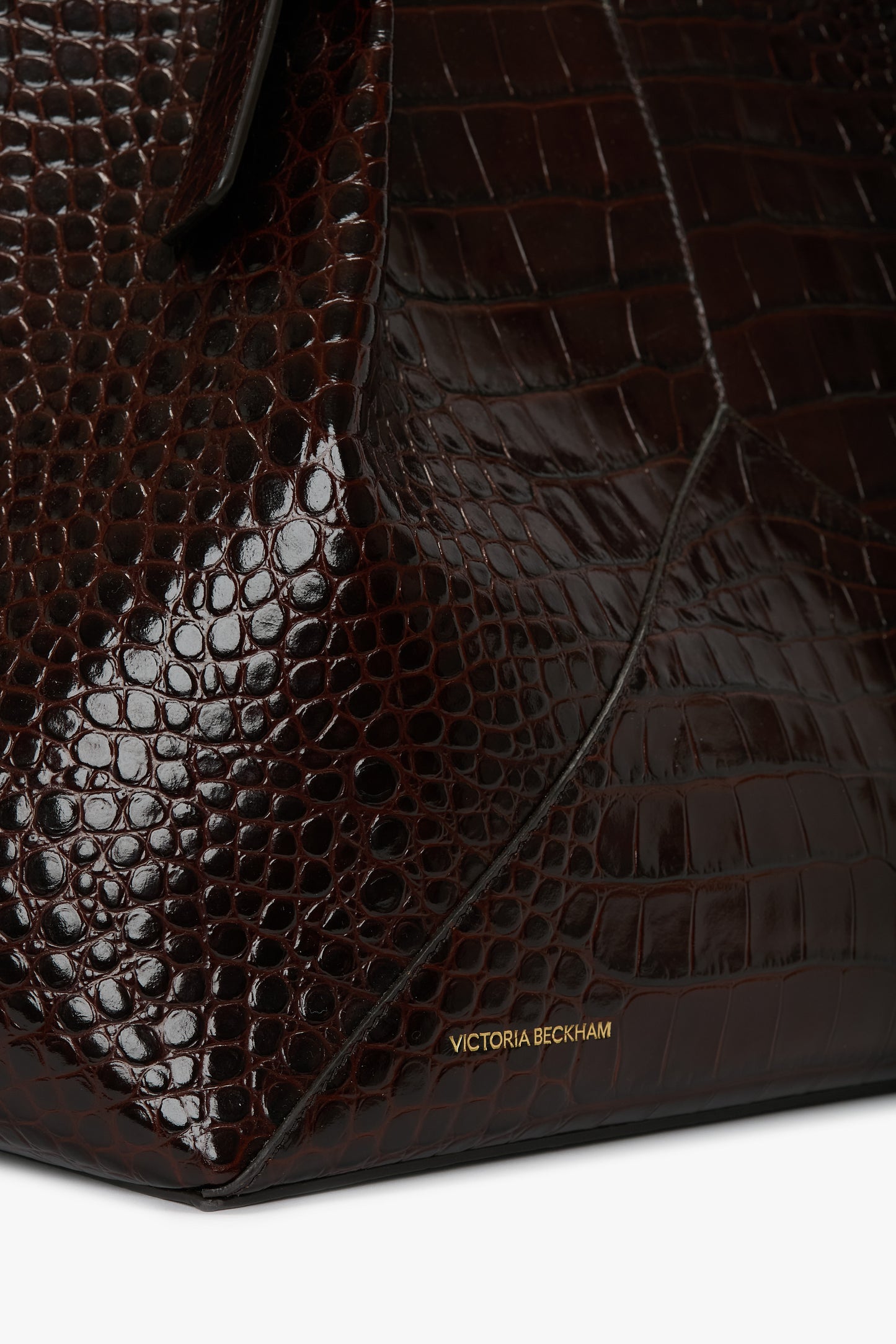 W11 Jumbo Tote In Dark Brown Embossed Leather