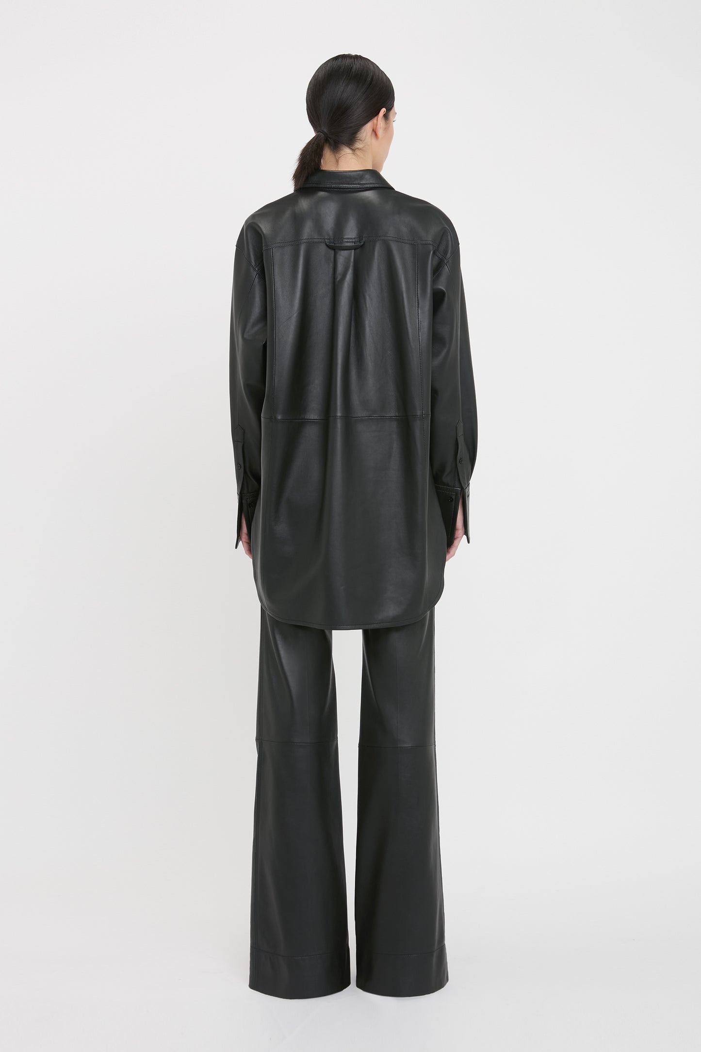 Oversized Shirt In Black Leather