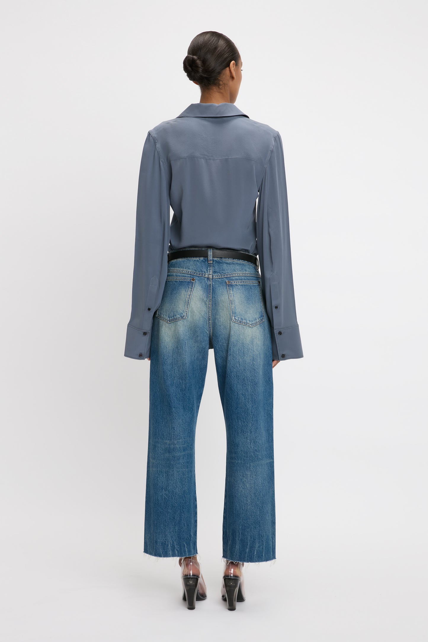 Split Sleeve Fitted Shirt In Graphite