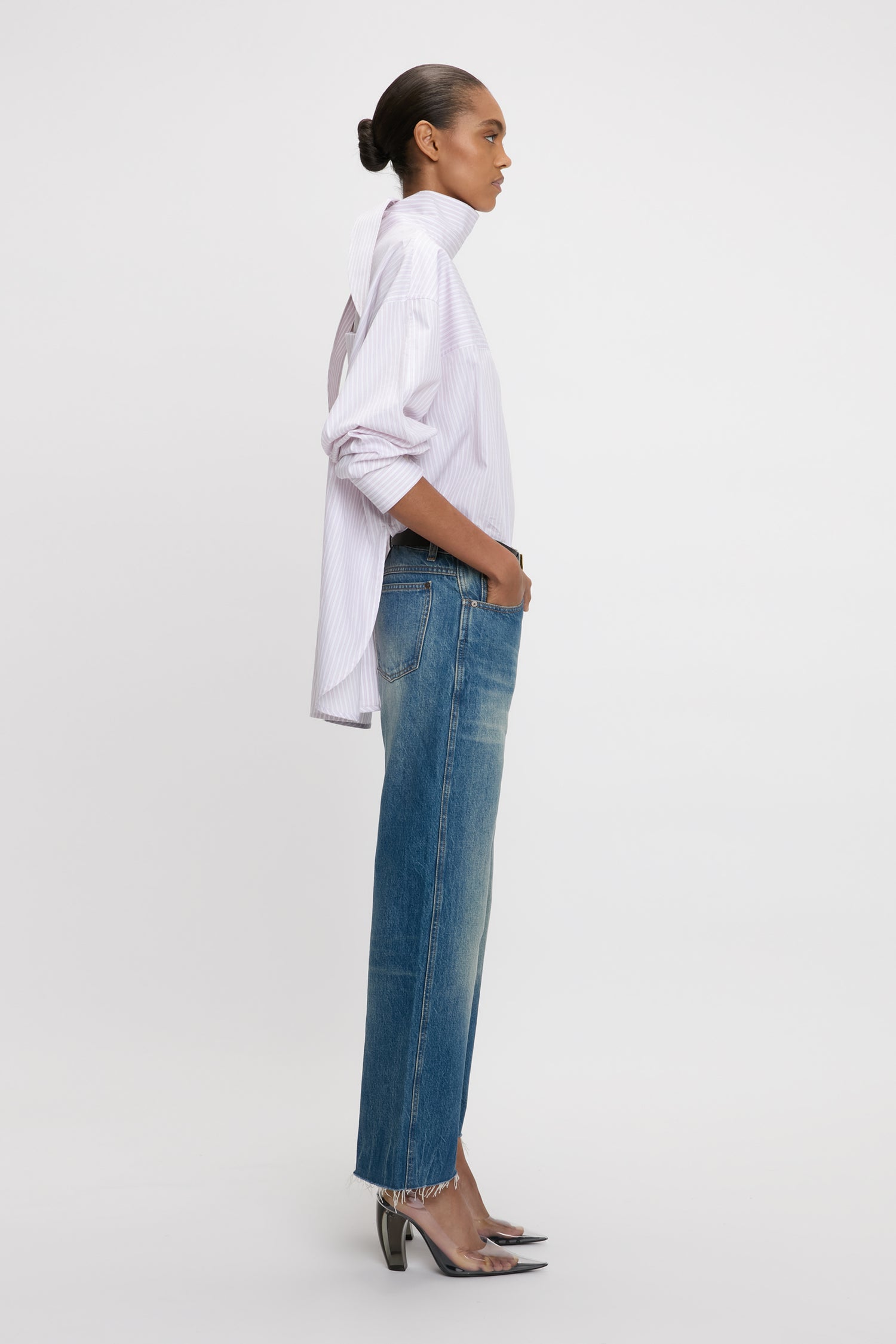 Tie-Neck Shirt In Lilac-Paprika