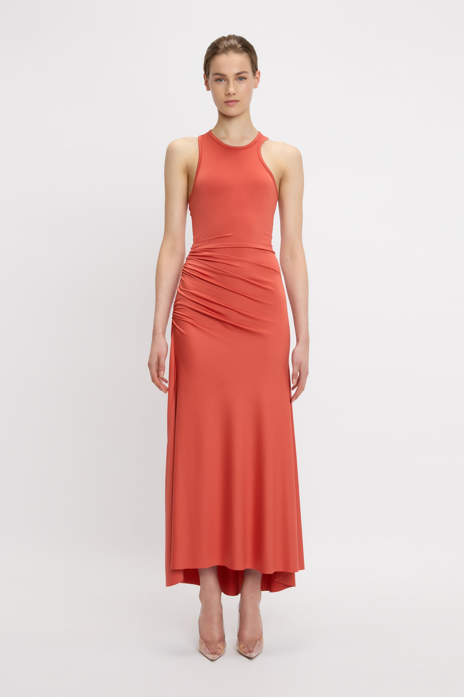Asymmetric Tank Midi Dress In Paprika
