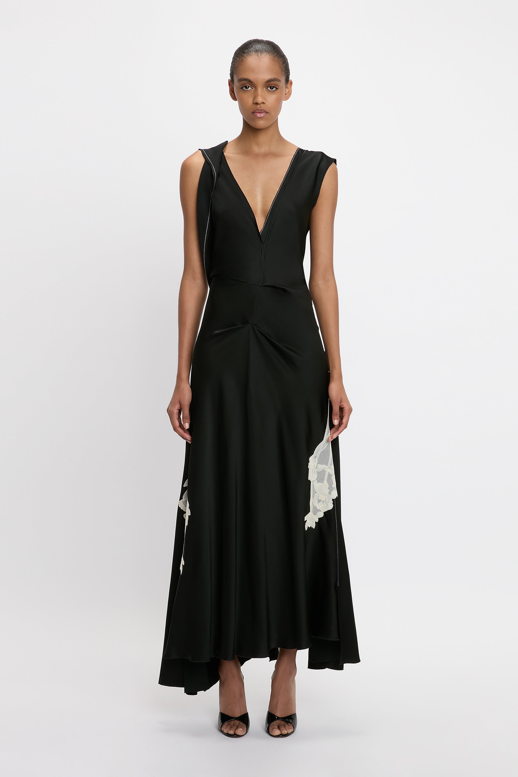 【Victoria Beckham】長袖◆Vネック◆ラップ◆ミディドレス Victoria Beckham】長袖◇Vネック◇ラップ◇ミディドレス