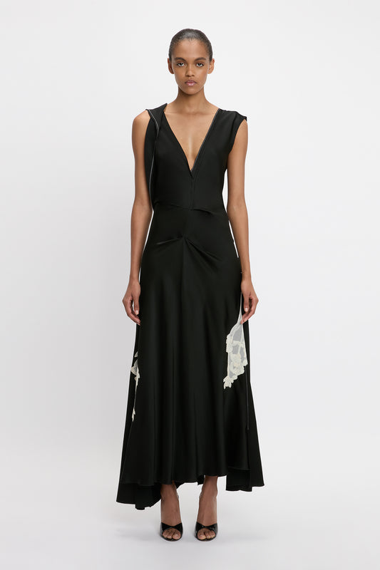 Lace Midi Dress In Black