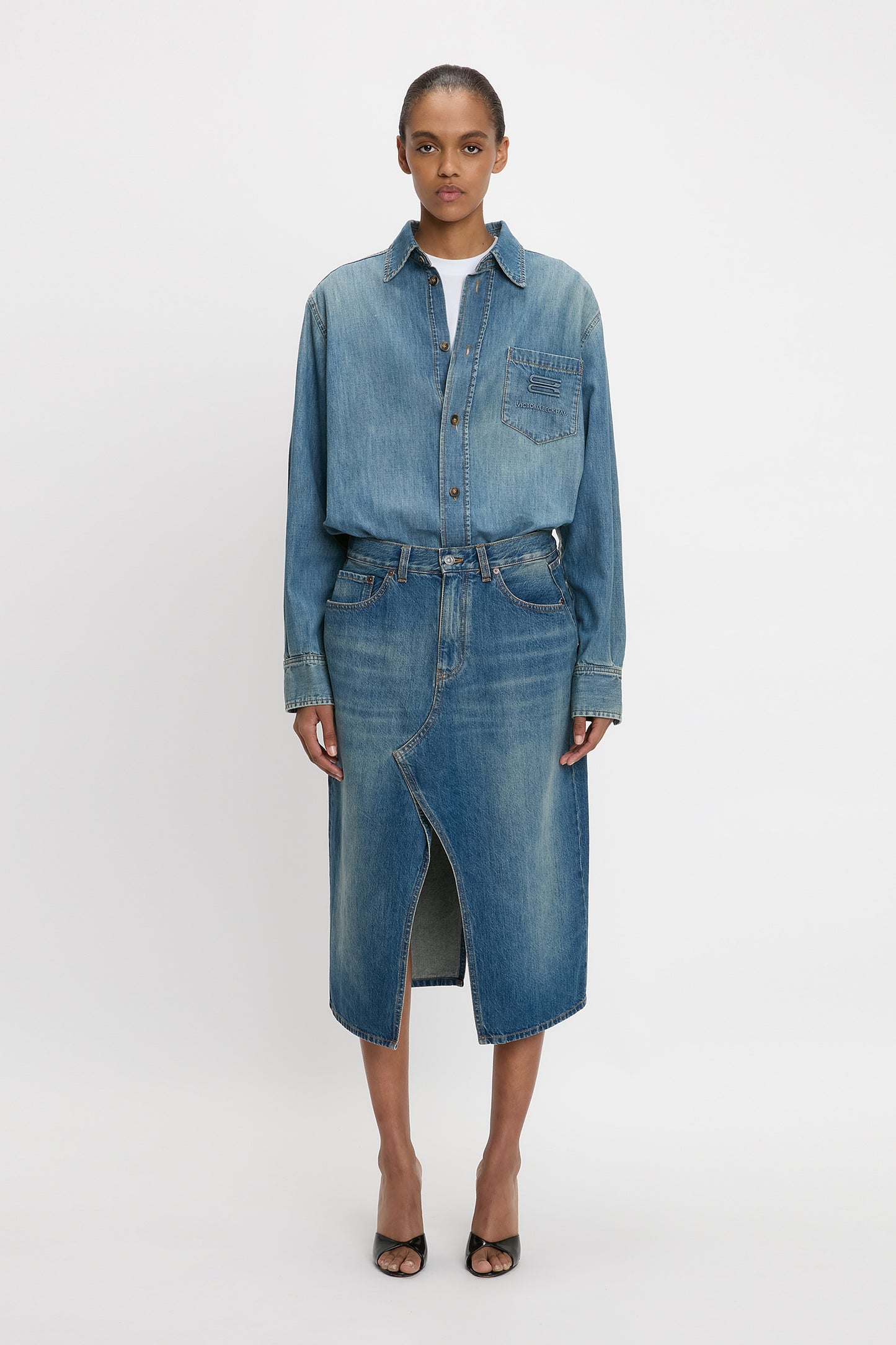 Men's Shirt In Mid Blue