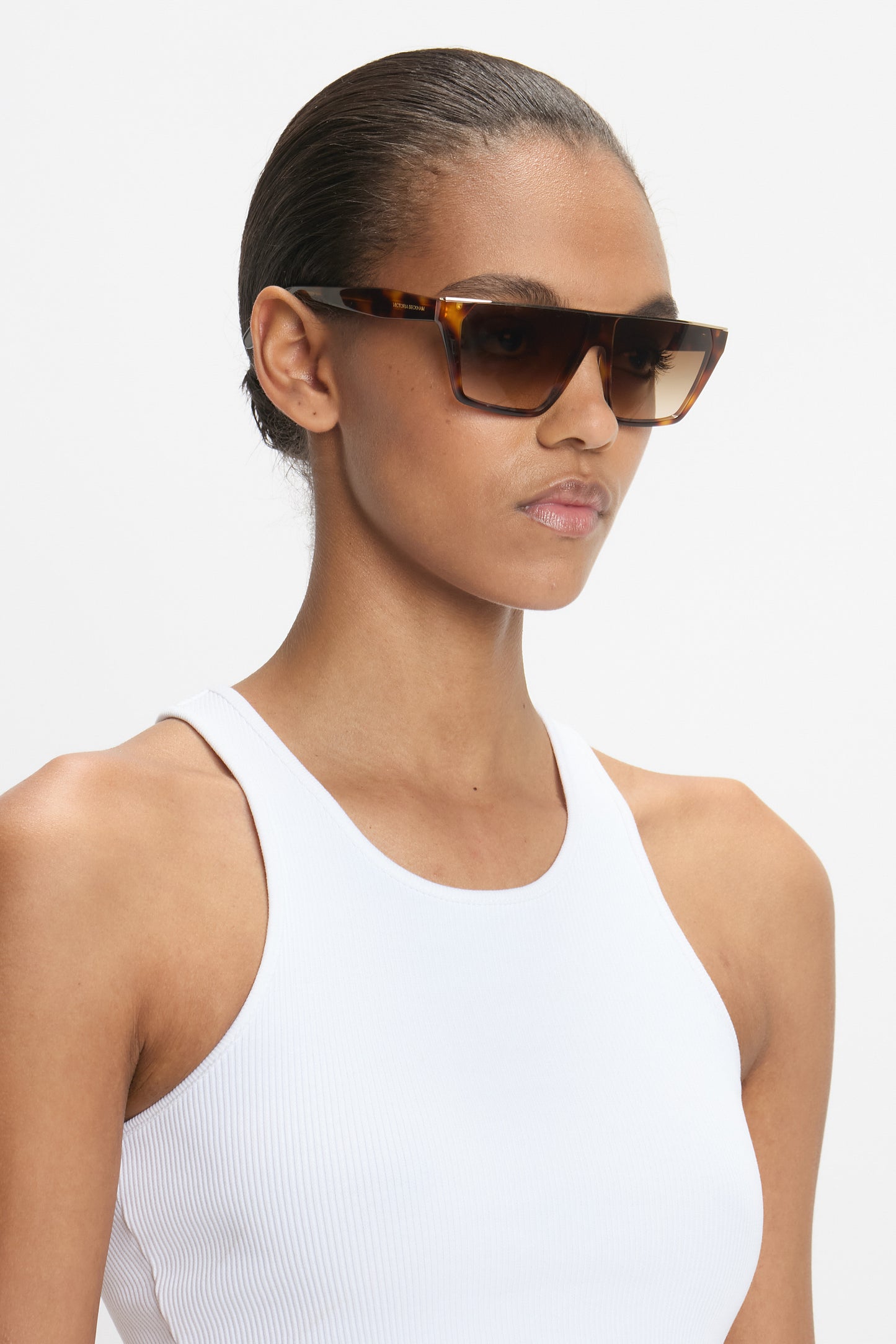 Flat Top Visor Sunglasses In Tortoise