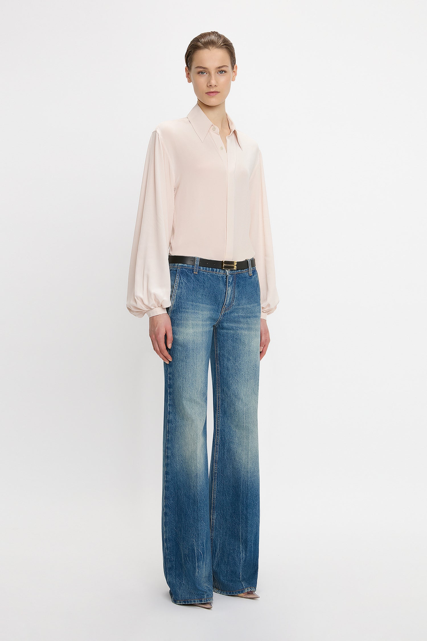Blouson Sleeve Blouse In Blush