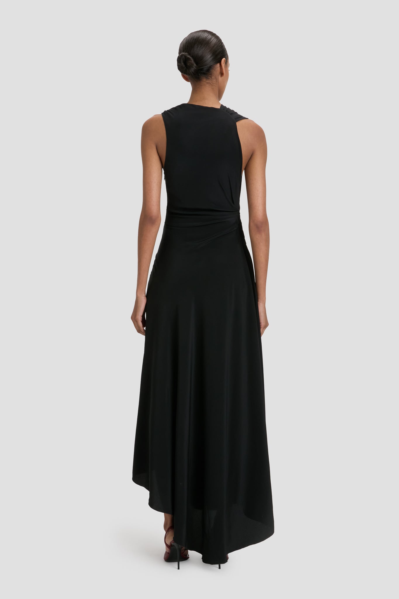 Draped Midi Dress In Black