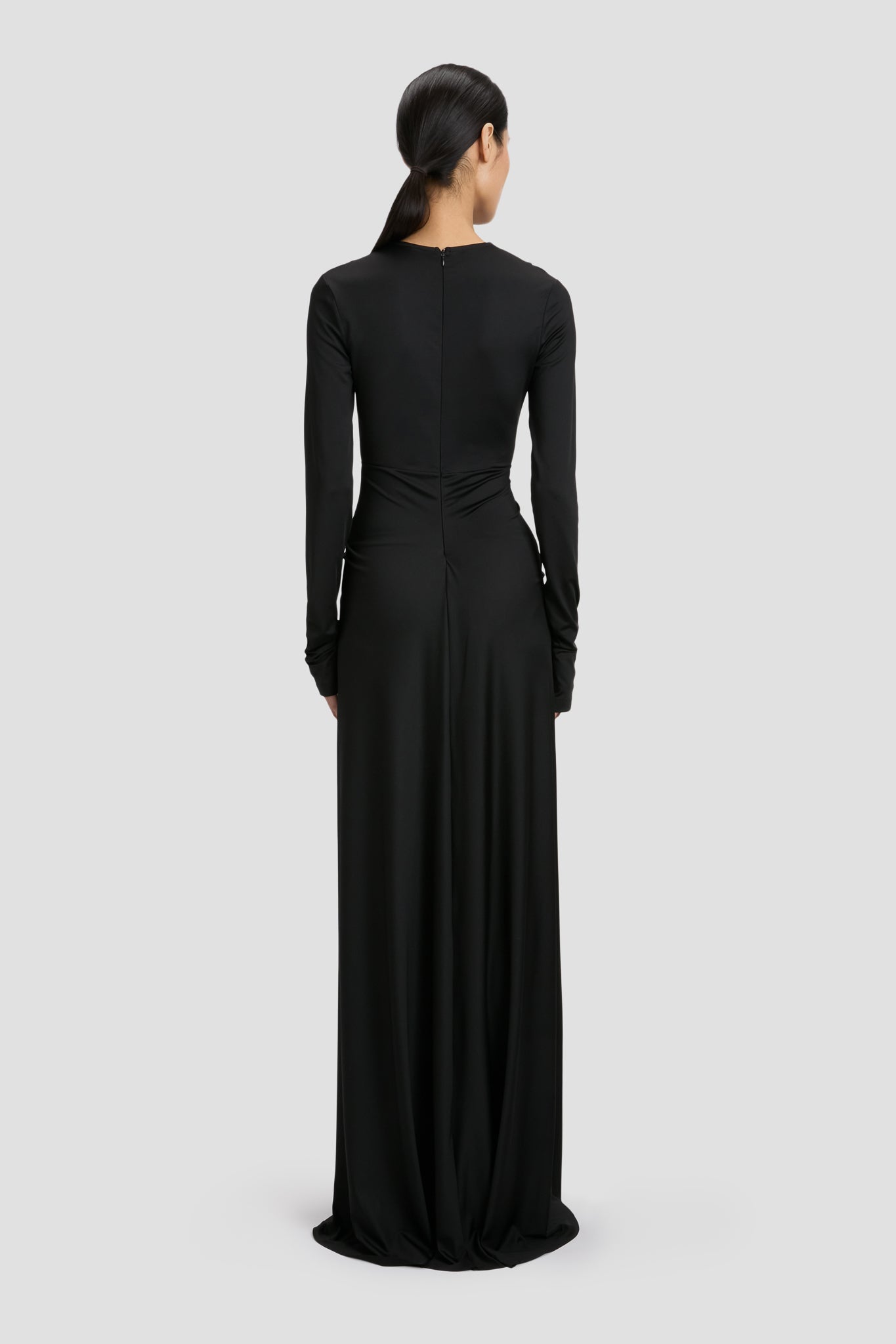 Deep V-Neck Gown In Black
