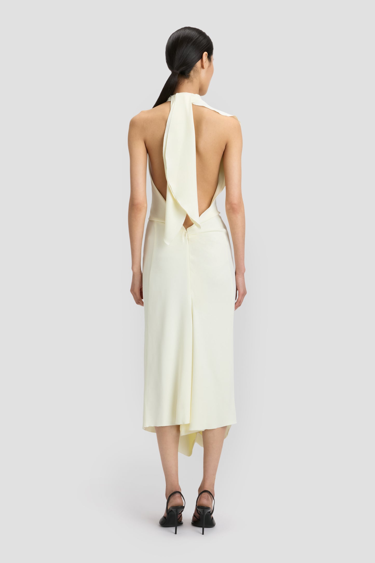 Backless Scarf Midi Dress In Vanilla
