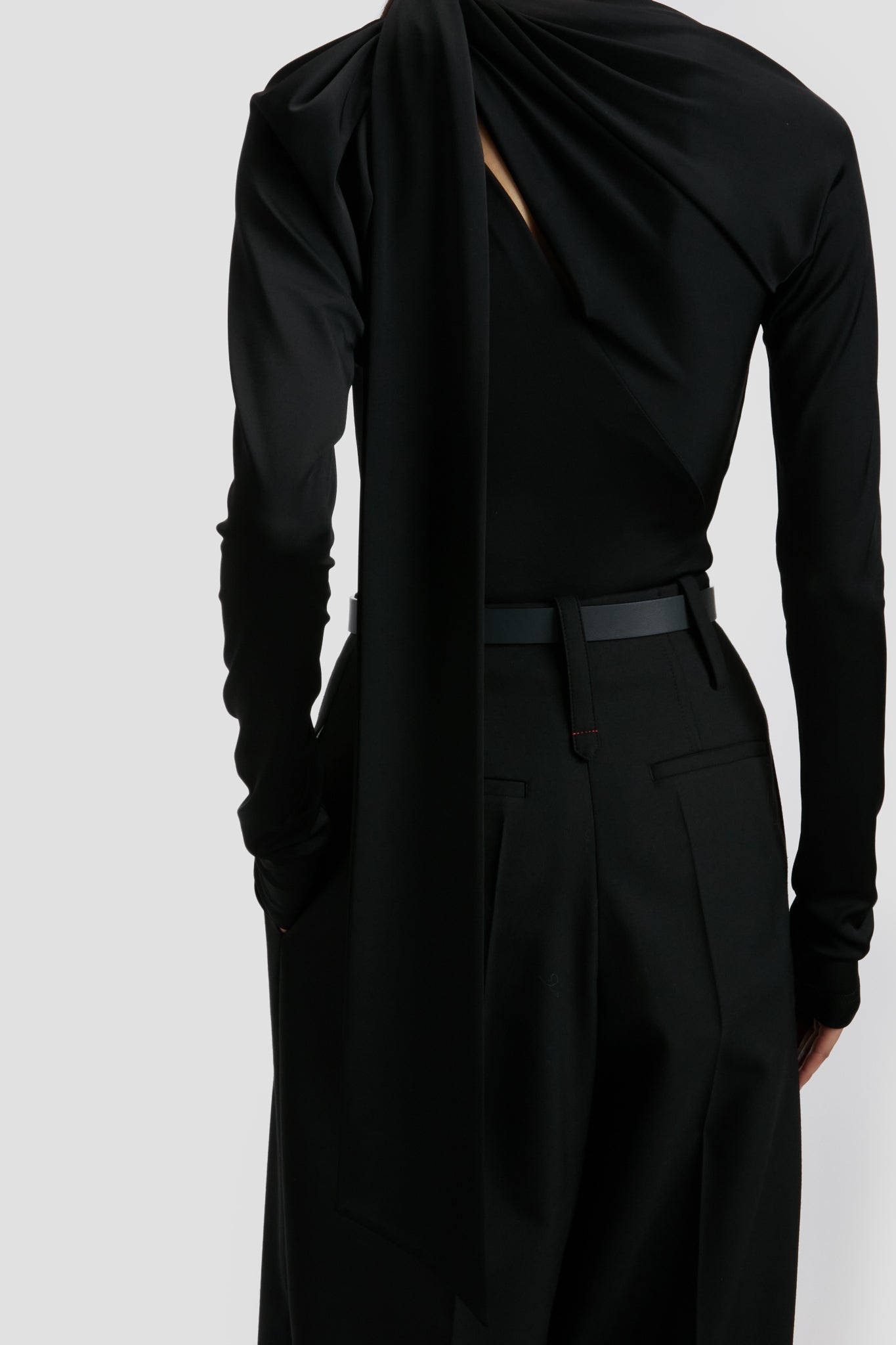 Slash Neck Jersey Top In Black