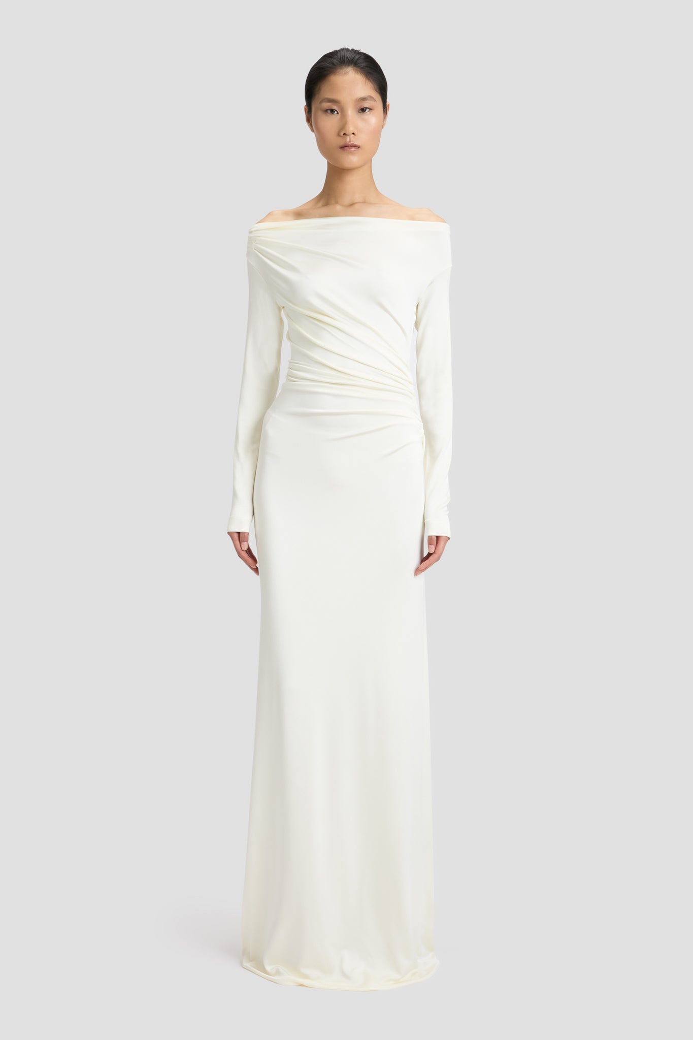Off-Shoulder Gown In Ivory Victoria Beckham UK Off-Shoulder Gown In Ivory Victoria Beckham UK