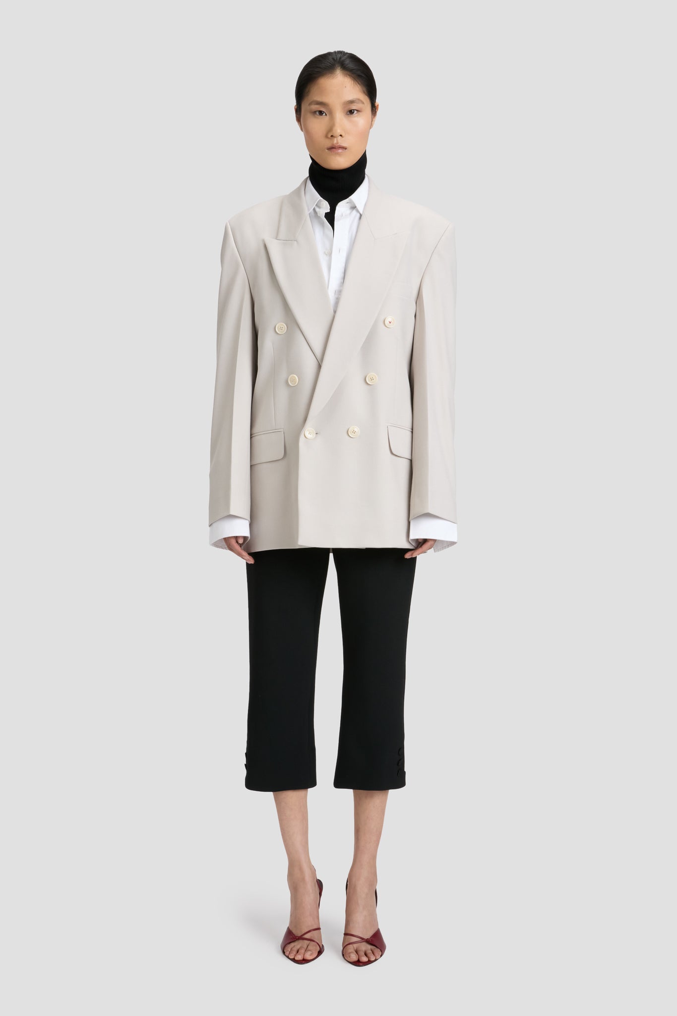 Relaxed Double Breasted Jacket In Pumice