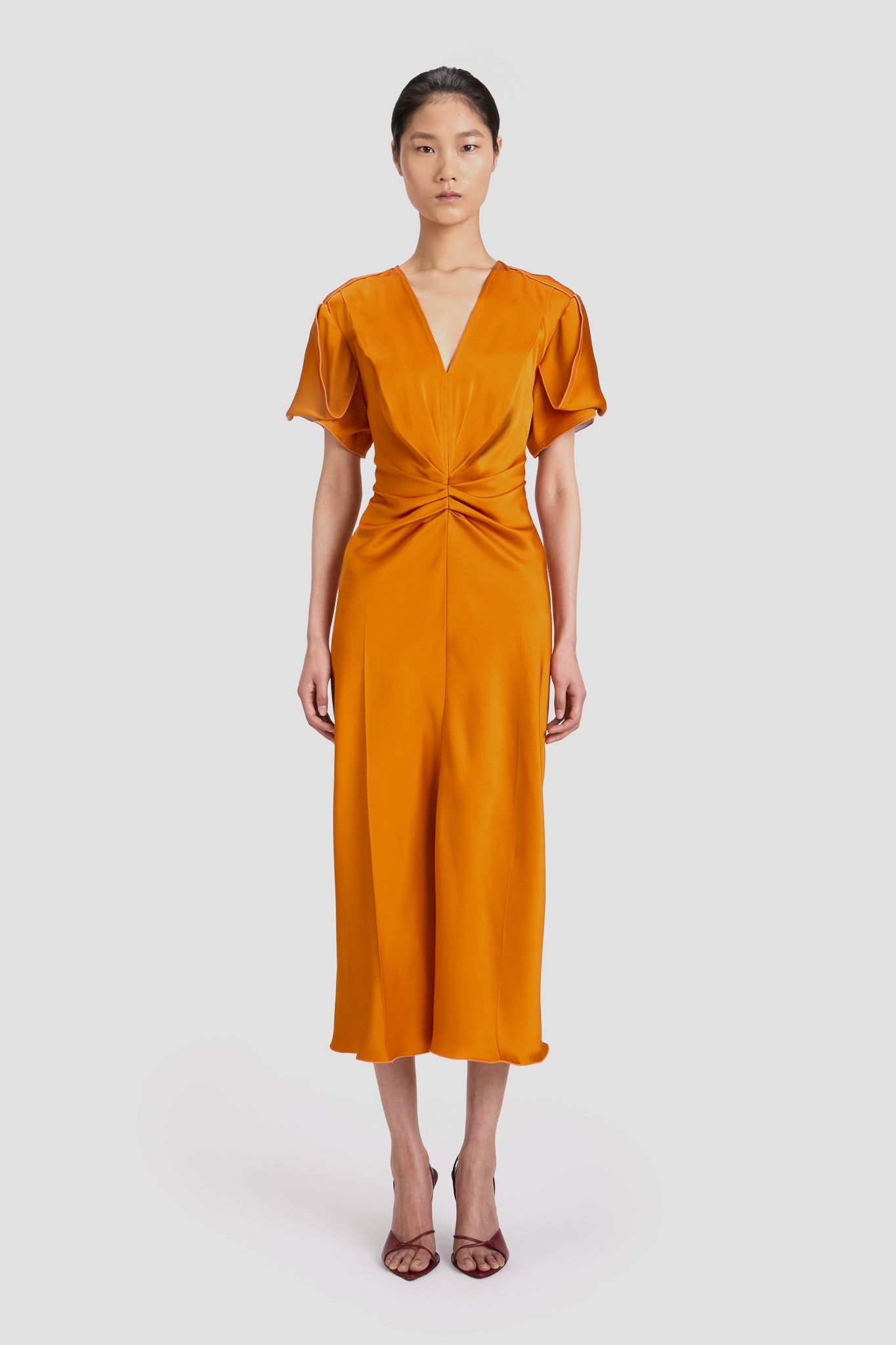 Eve Midi Dress In Sunset Orange