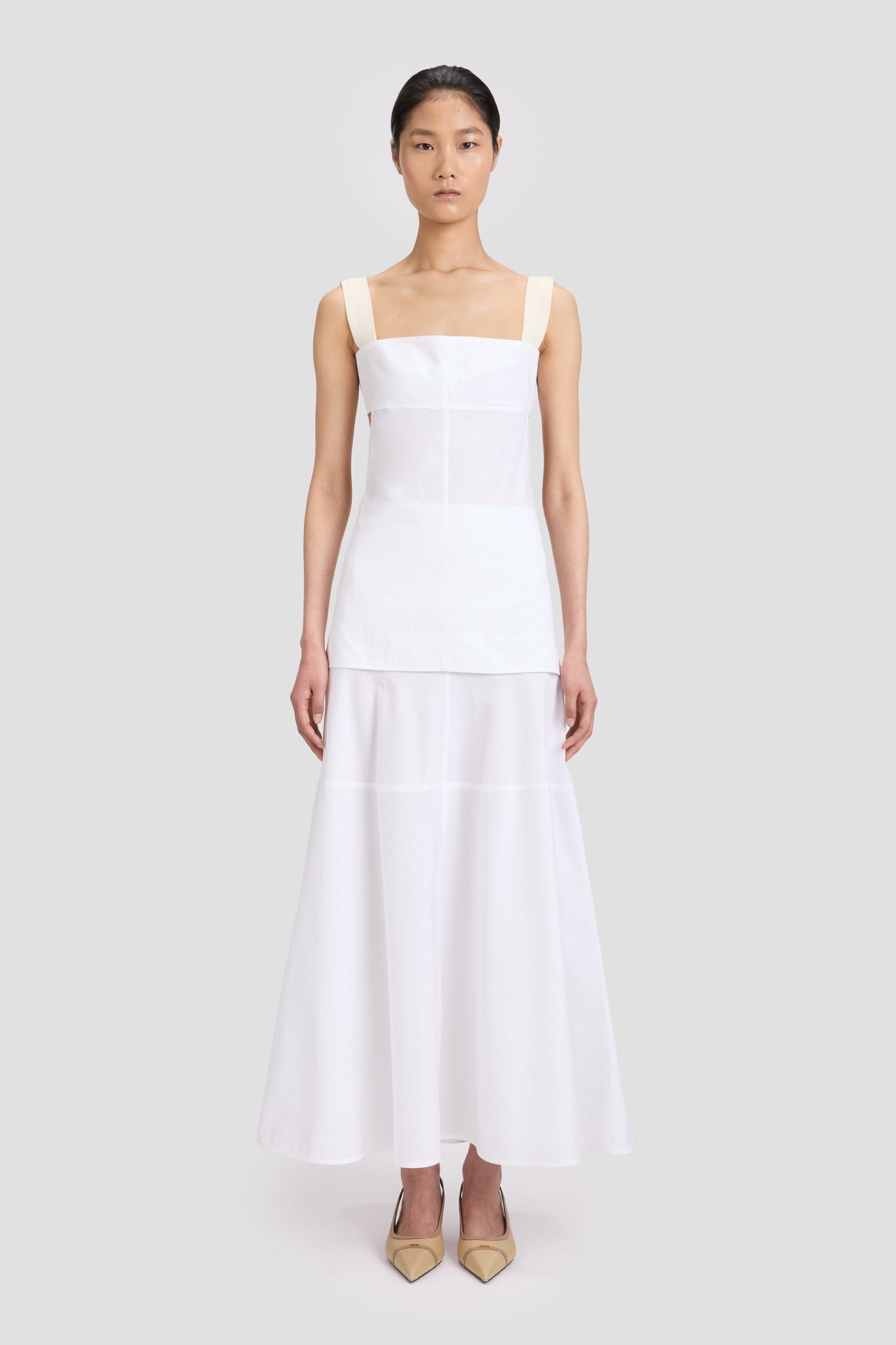 Panelled Maxi Skirt In White – Victoria Beckham UK