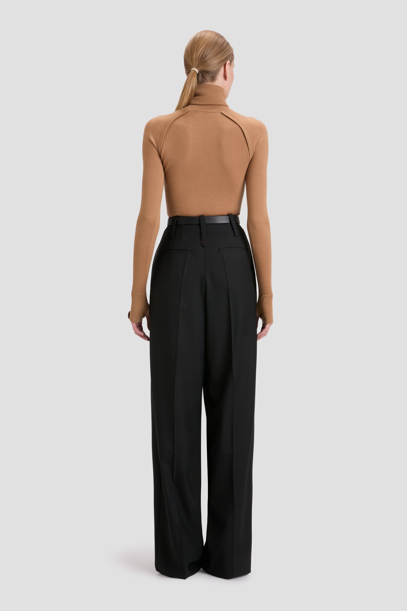 High Neck Jumper In Dark Camel