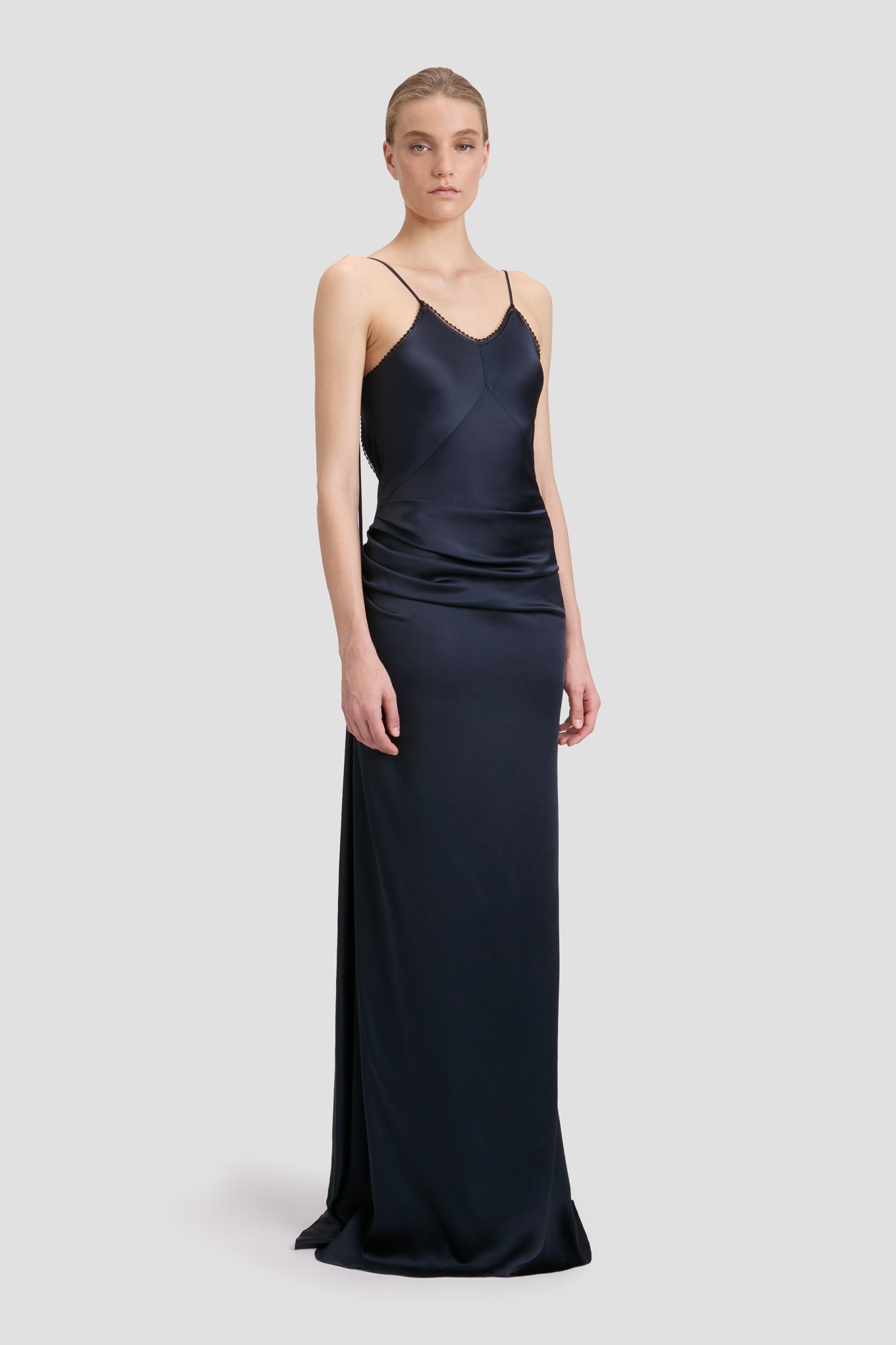 Draped Lace Dress In Midnight