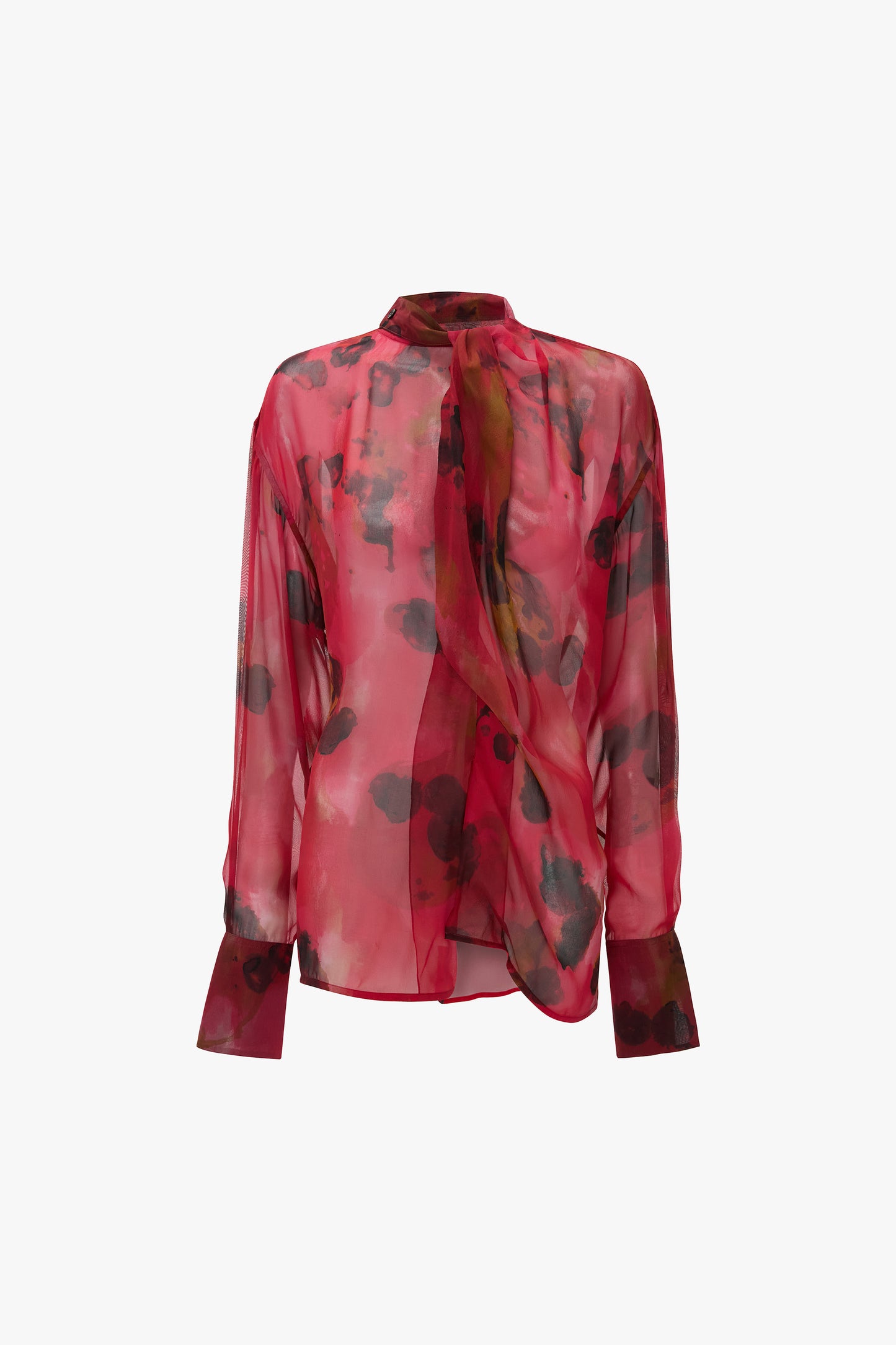 Drape Blouse In Raspberry Floral Print