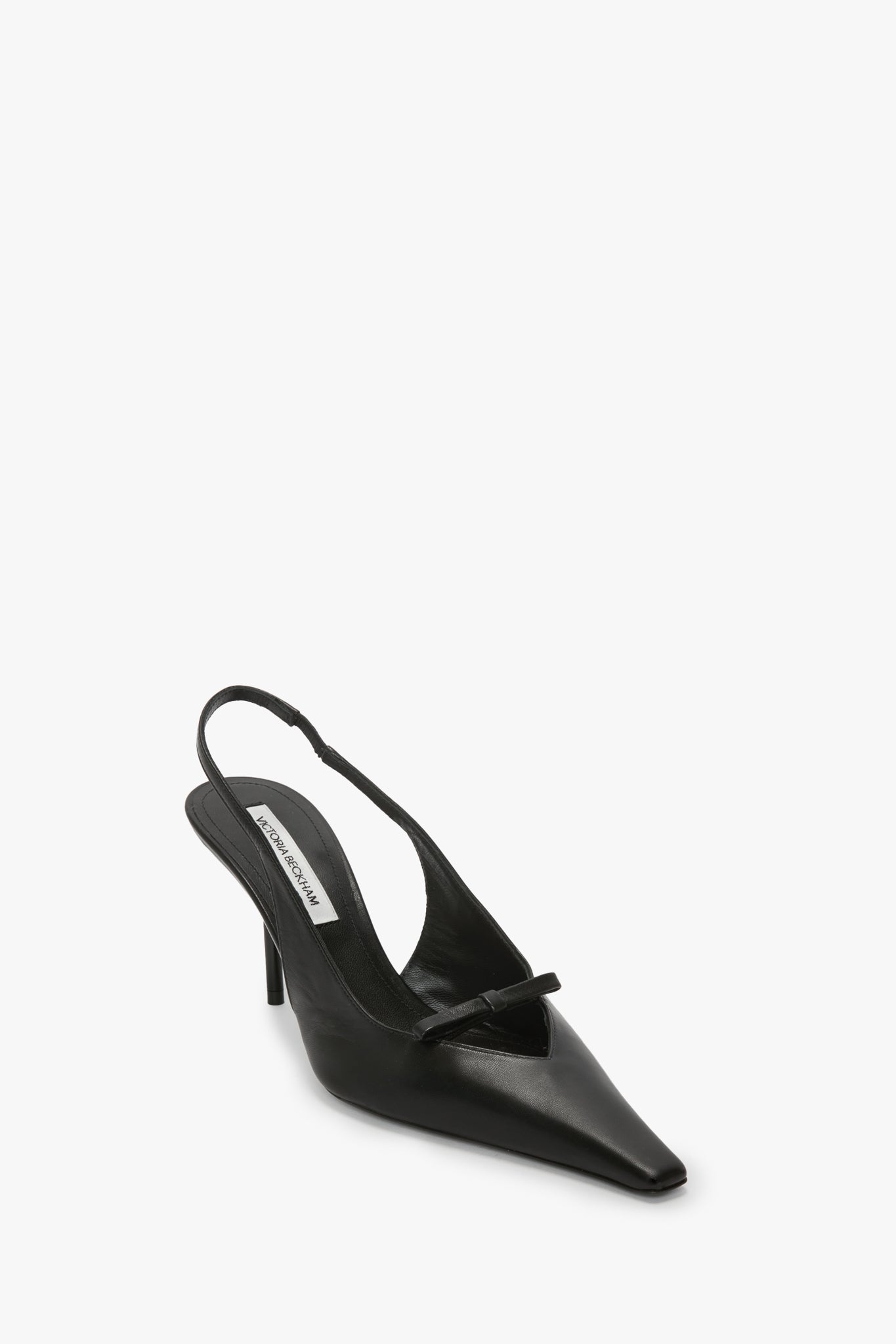 Sloan Stiletto Slingback In Black Smooth Leather