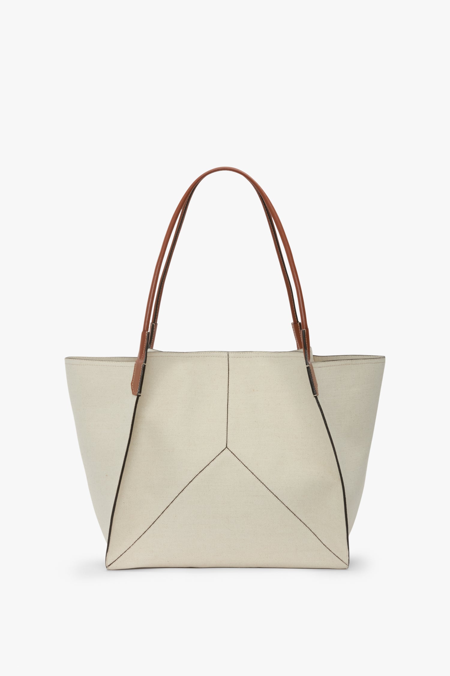 Large Victoria Tote In Ivory Canvas With Tan Leather