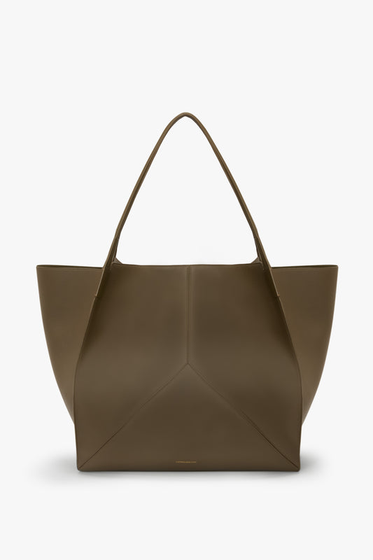 Victoria Travel Tote In Khaki Soft Grained Leather