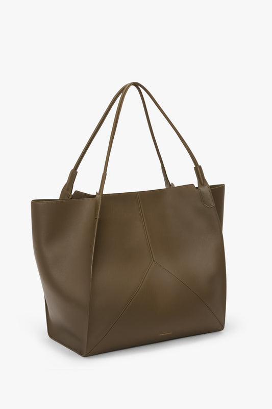 Victoria Travel Tote In Khaki Soft Grained Leather