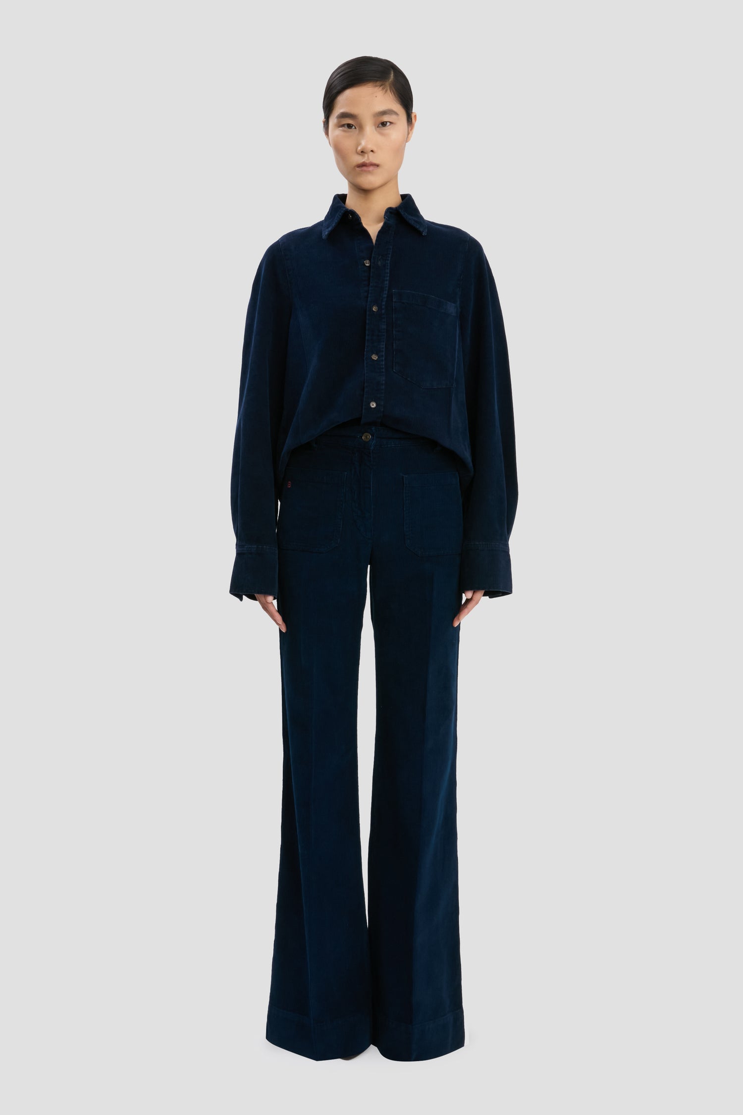 Shoulder Detail Slim Shirt In Indigo