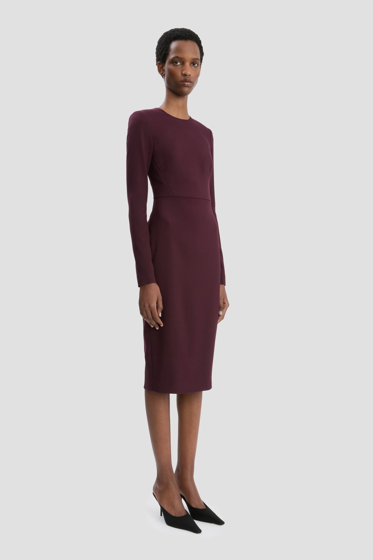 T-Shirt Fitted Dress In Deep Mahogany