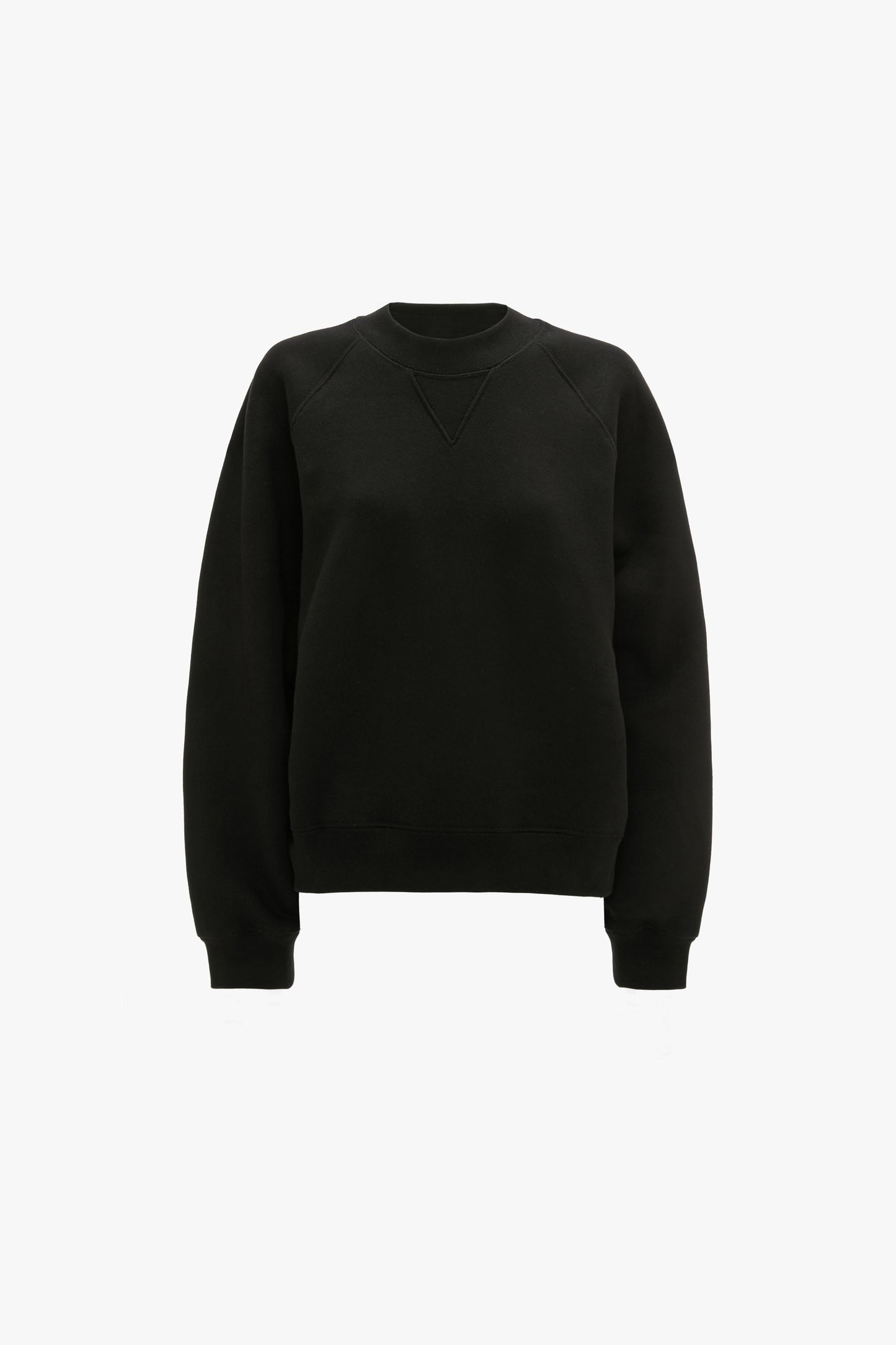 Crew Neck Raglan Sweatshirt In Black