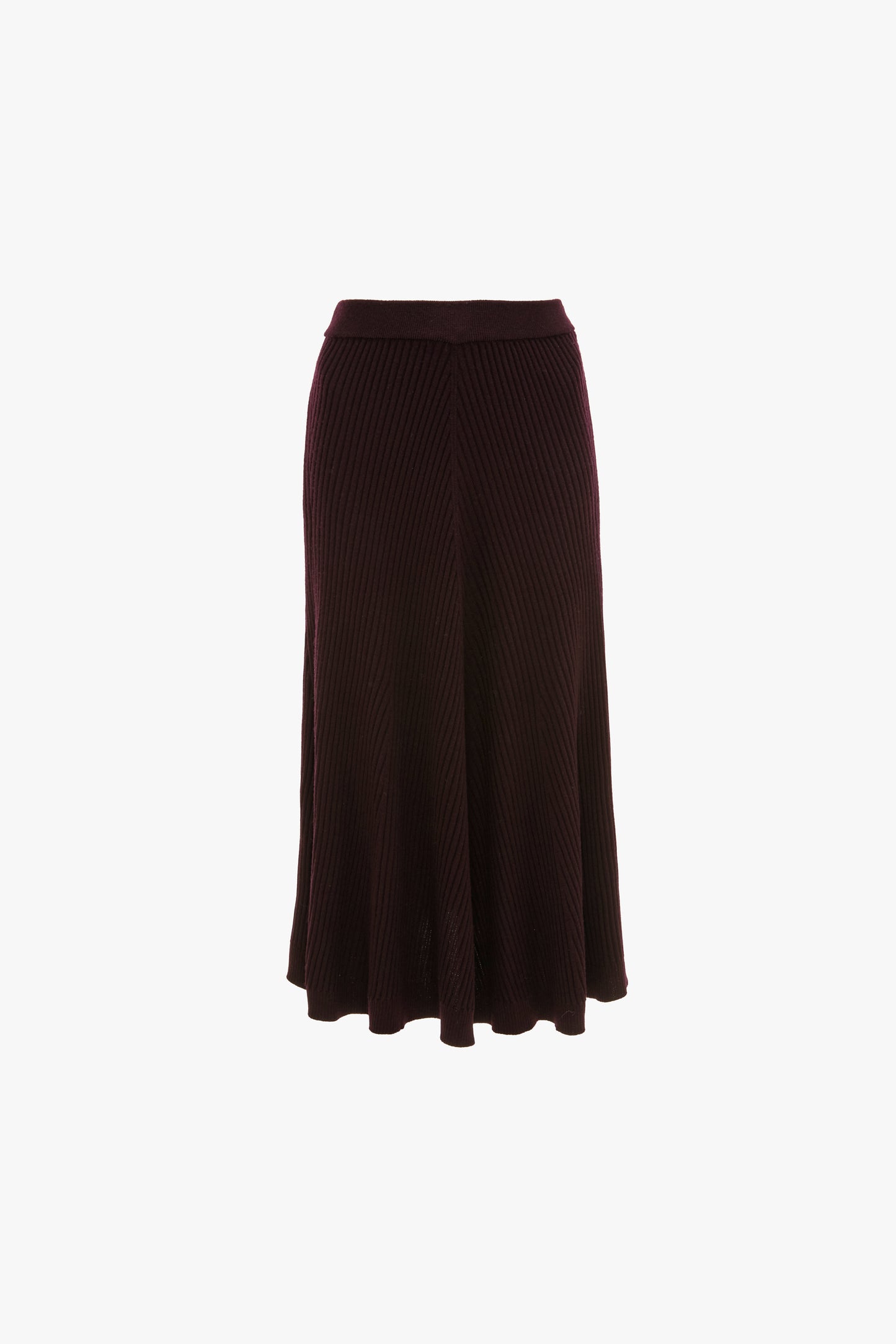 Ribbed Knit Midi Skirt In Merlot