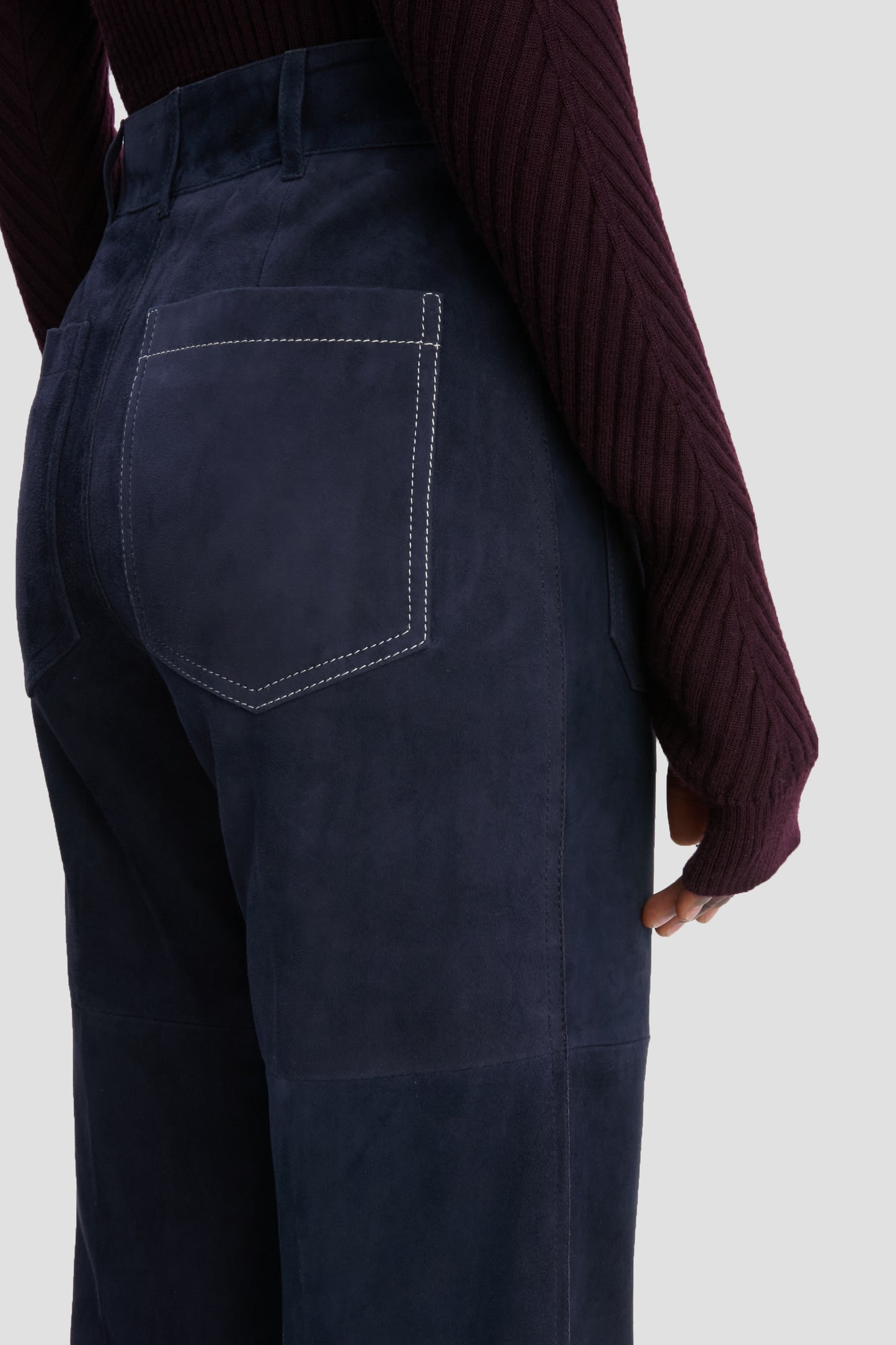 Alina Trouser In Soft Navy Suede